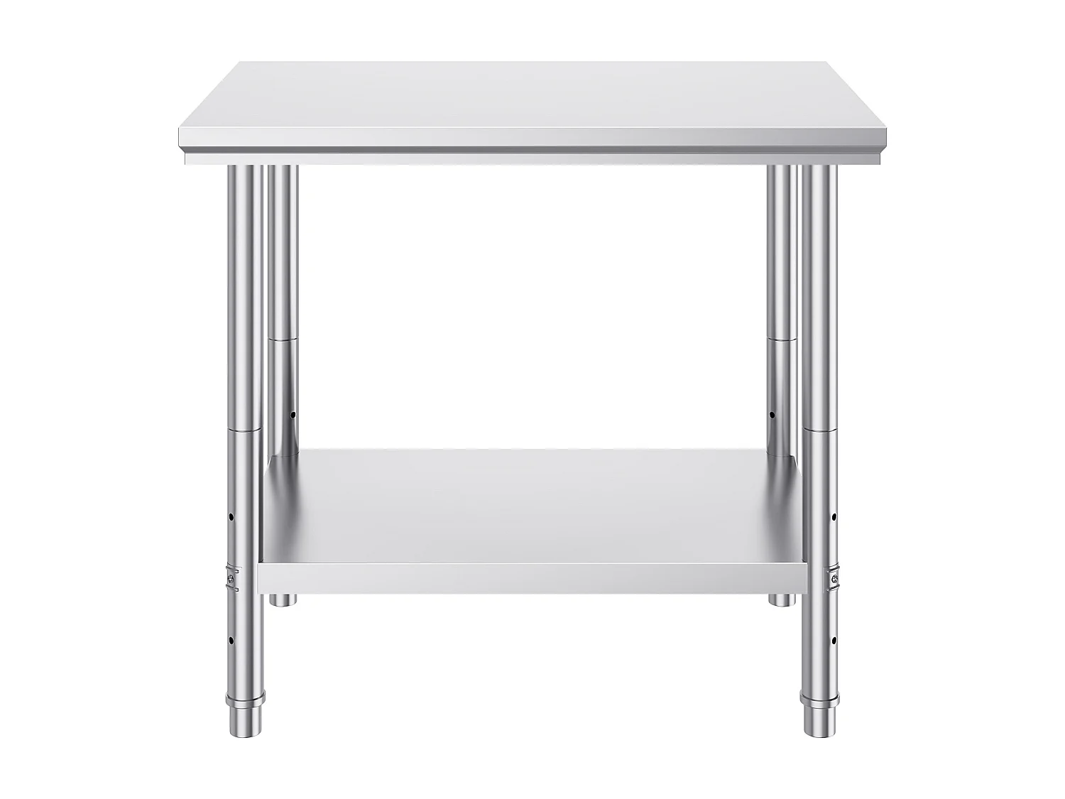 Table de Travail en Acier Inoxydable 60x90x80 cm, 2 Étages, pour Préparation de Cuisine d'Aliments et Repas, Hôtels, Bureaux, Hôpitaux