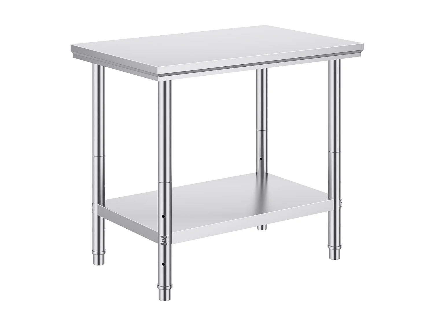 Table de Travail en Acier Inoxydable 60x90x80 cm, 2 Étages, pour Préparation de Cuisine d'Aliments et Repas, Hôtels, Bureaux, Hôpitaux