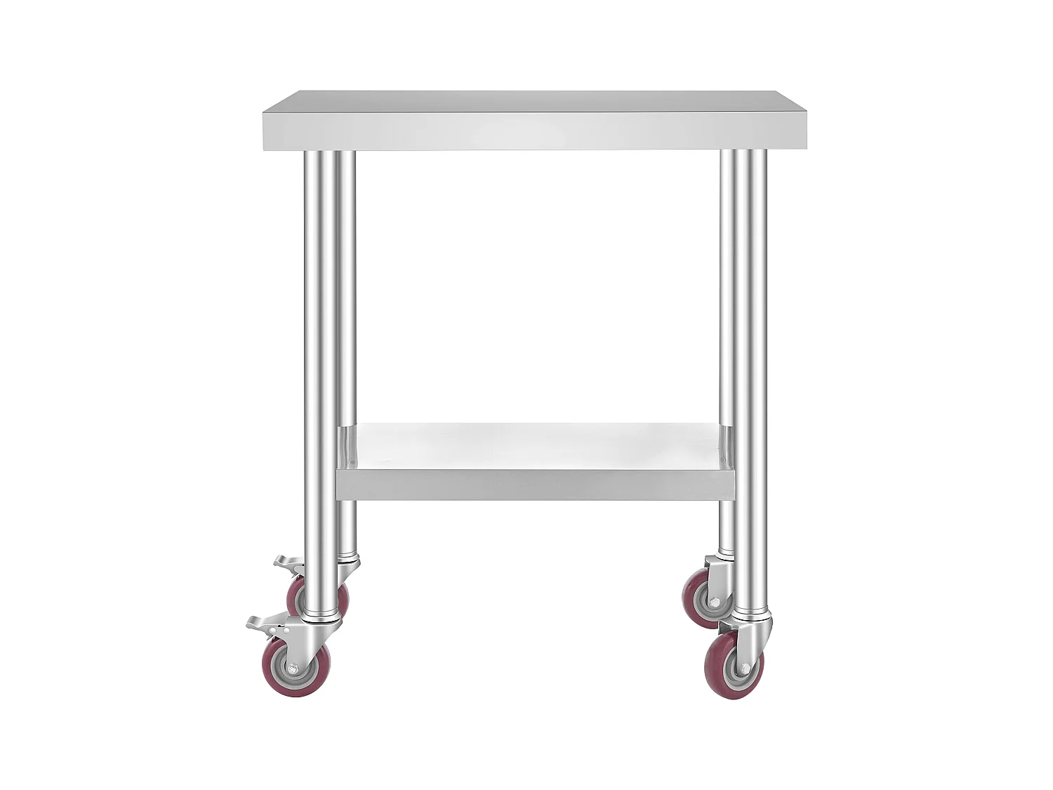Table de Travail en Acier Inoxydable SucceBuy, 76x46x86 cm, Capacité de Charge 100 kg, 4 Roulettes, pour Cuisine Commerciale, Restaurant