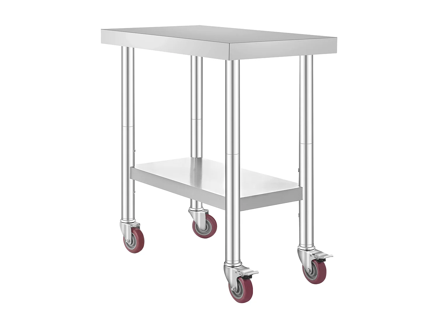 Table de Travail en Acier Inoxydable SucceBuy, 76x46x86 cm, Capacité de Charge 100 kg, 4 Roulettes, pour Cuisine Commerciale, Restaurant
