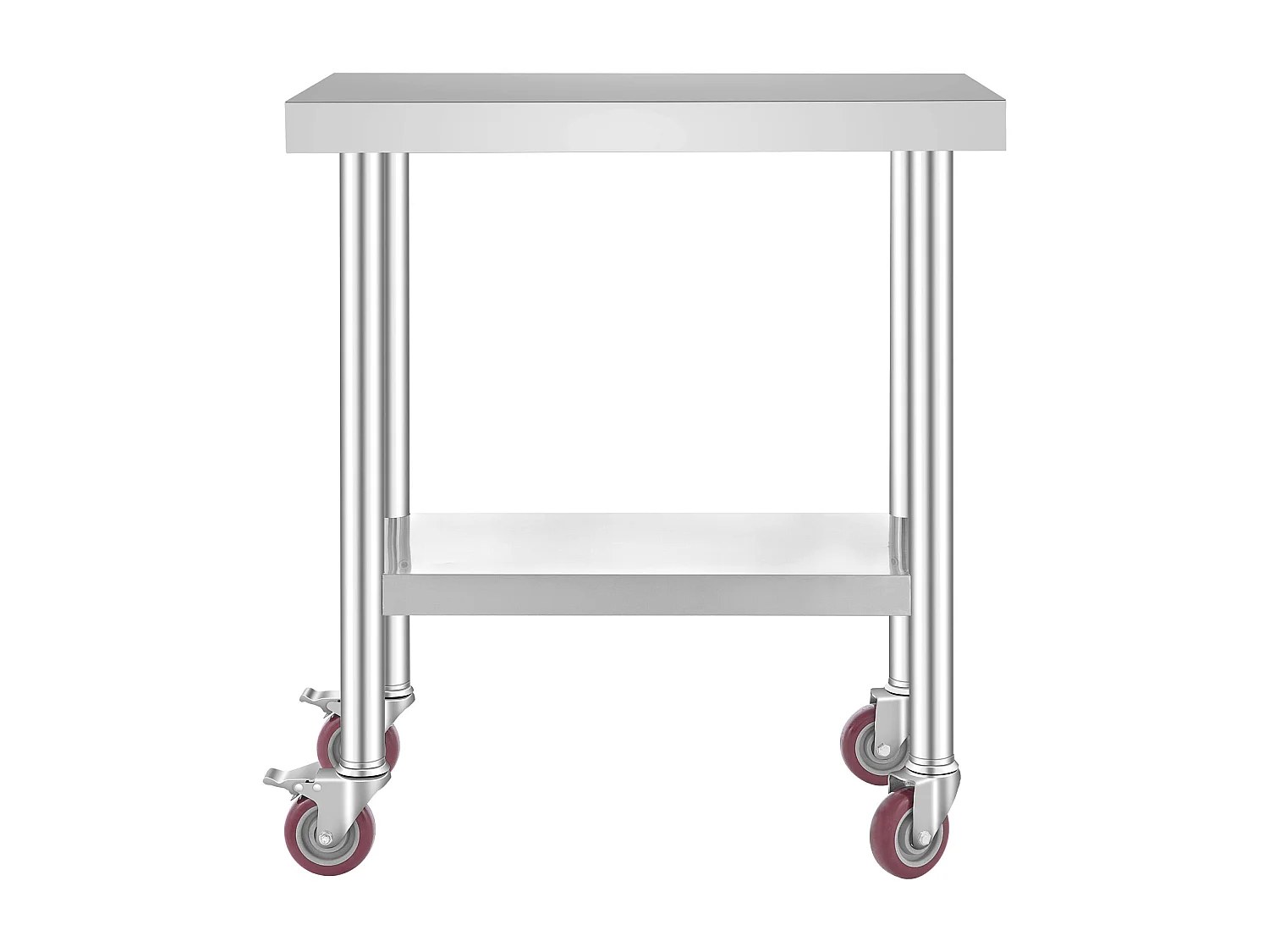 Table de Travail en Acier Inoxydable SucceBuy, 76x46x86 cm, Capacité de Charge 100 kg, 4 Roulettes, pour Cuisine Commerciale, Restaurant
