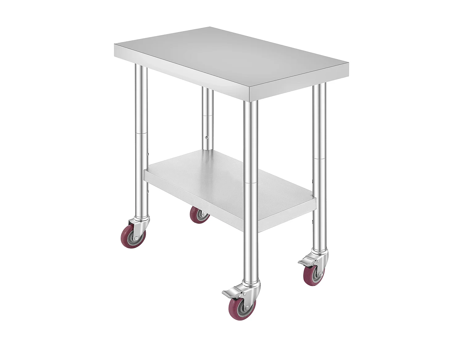 Table de Travail en Acier Inoxydable SucceBuy, 76x46x86 cm, Capacité de Charge 100 kg, 4 Roulettes, pour Cuisine Commerciale, Restaurant