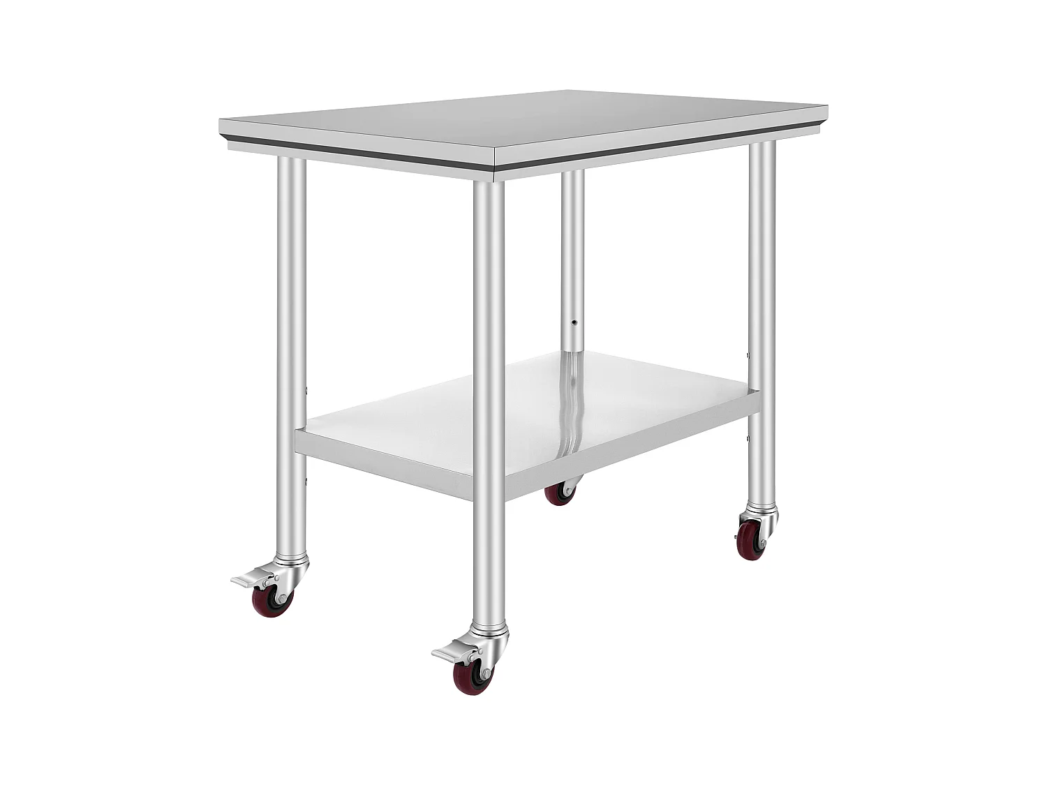 Tavolo di Lavoro in Acciaio Inossidabile SucceBuy, 90x60x85 cm, Capacità di Carico di 317,5 kg, 4 Ruote, per Cucina Commerciale, Ristorante