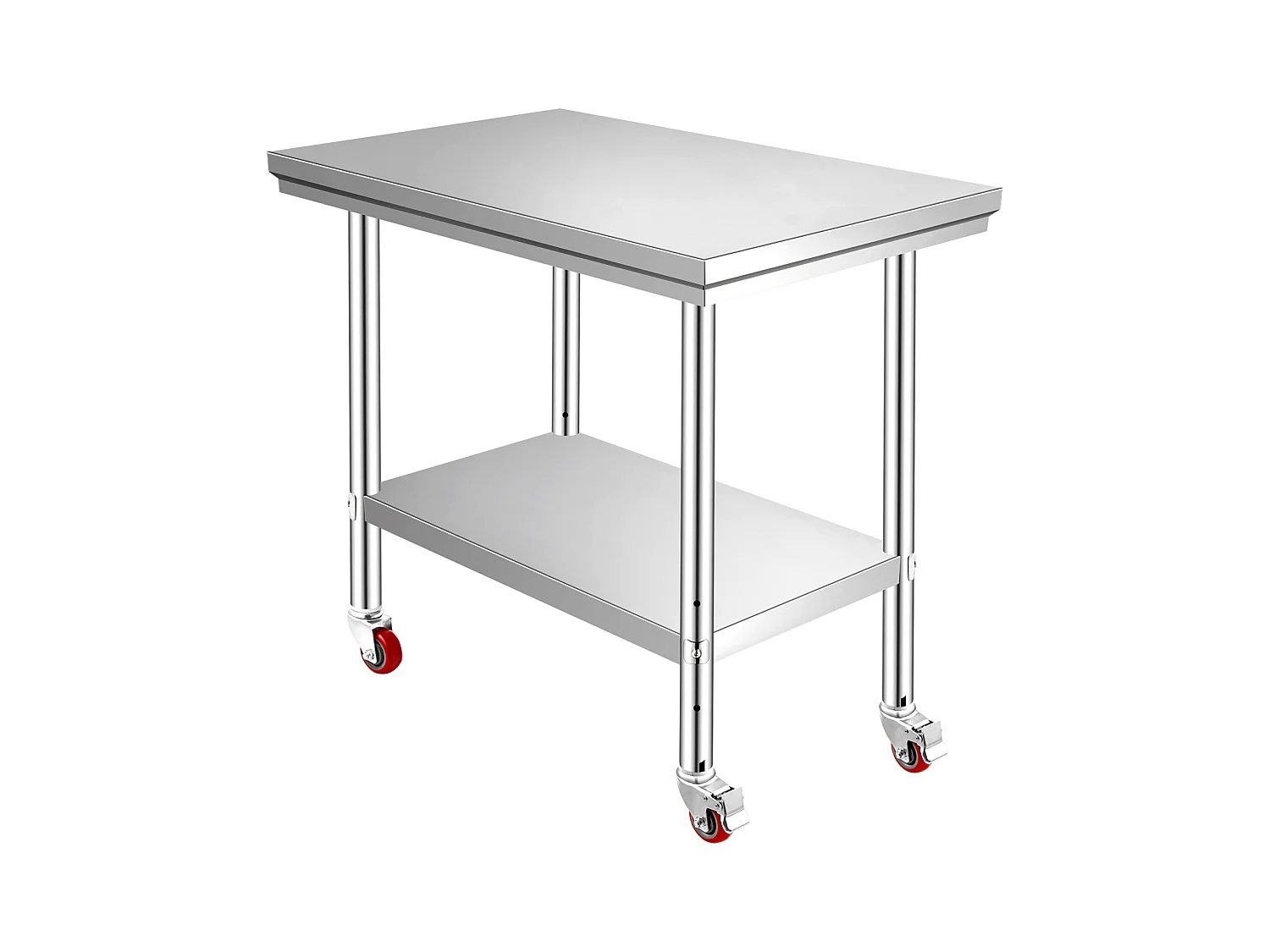 Tavolo di Lavoro in Acciaio Inossidabile SucceBuy, 90x60x85 cm, Capacità di Carico di 317,5 kg, 4 Ruote, per Cucina Commerciale, Ristorante