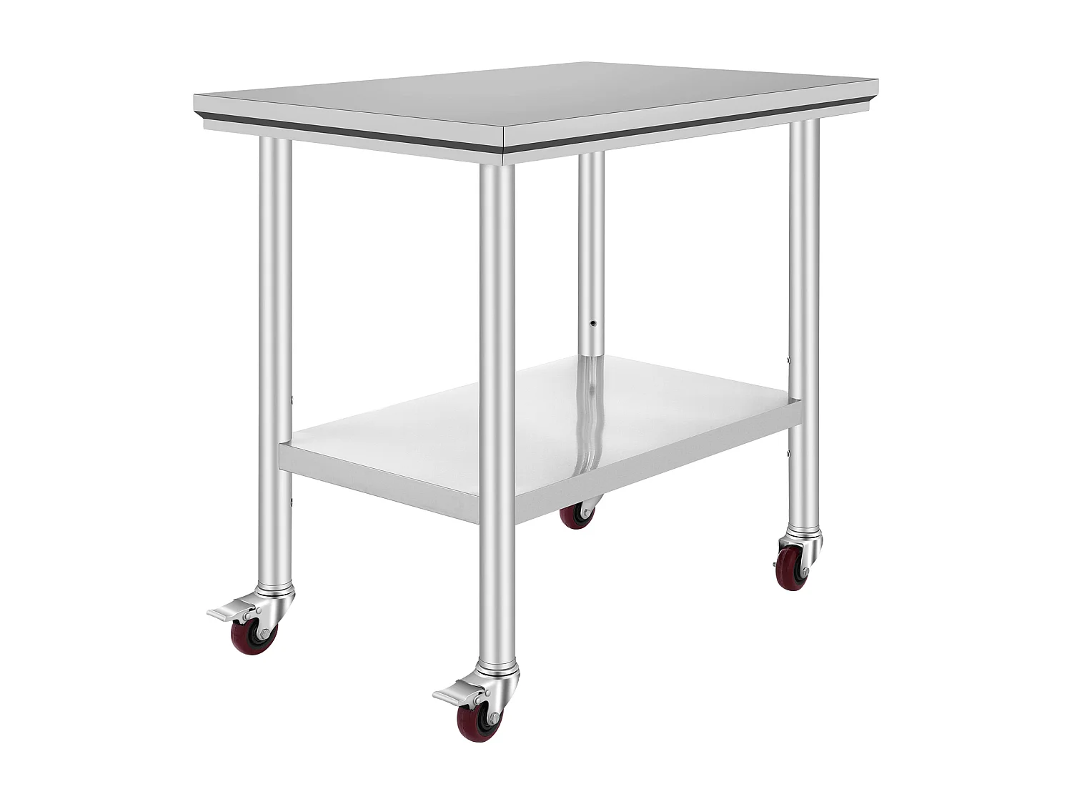 Mesa de Trabajo en Acero Inoxidable SucceBuy, 90x60x85 cm, Capacidad de Carga de 317,5 kg, 4 Ruedas, para Cocina Comercial, Restaurante