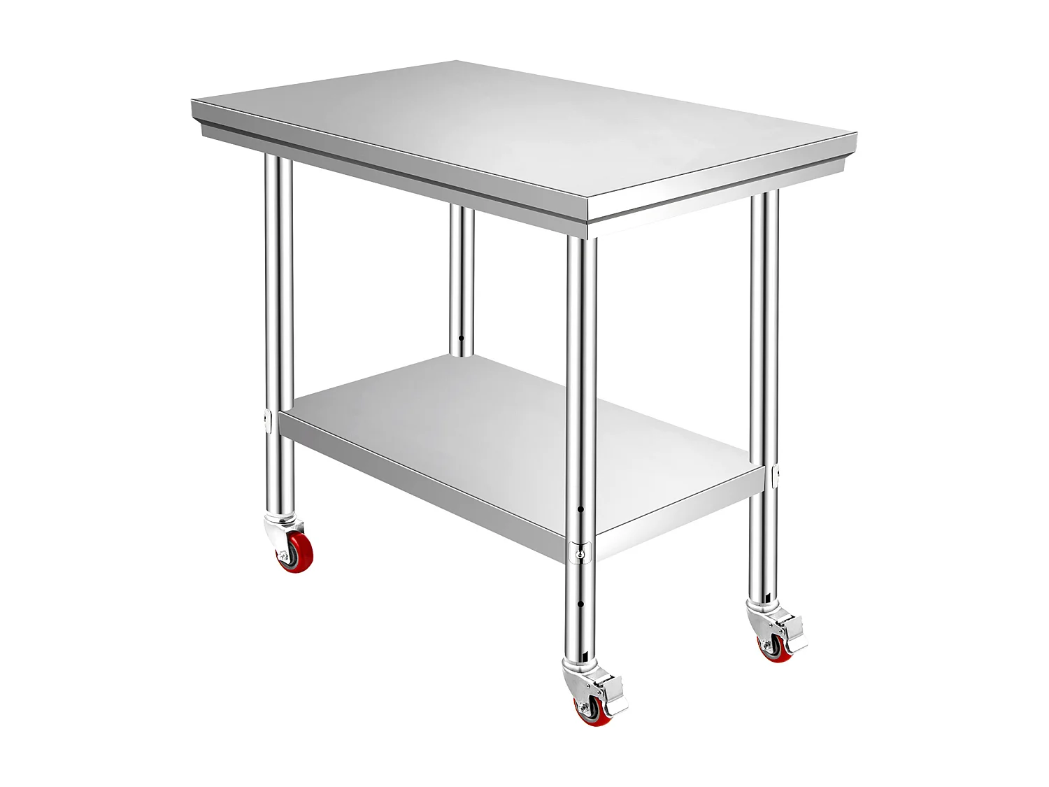 Mesa de Trabajo en Acero Inoxidable SucceBuy, 90x60x85 cm, Capacidad de Carga de 317,5 kg, 4 Ruedas, para Cocina Comercial, Restaurante