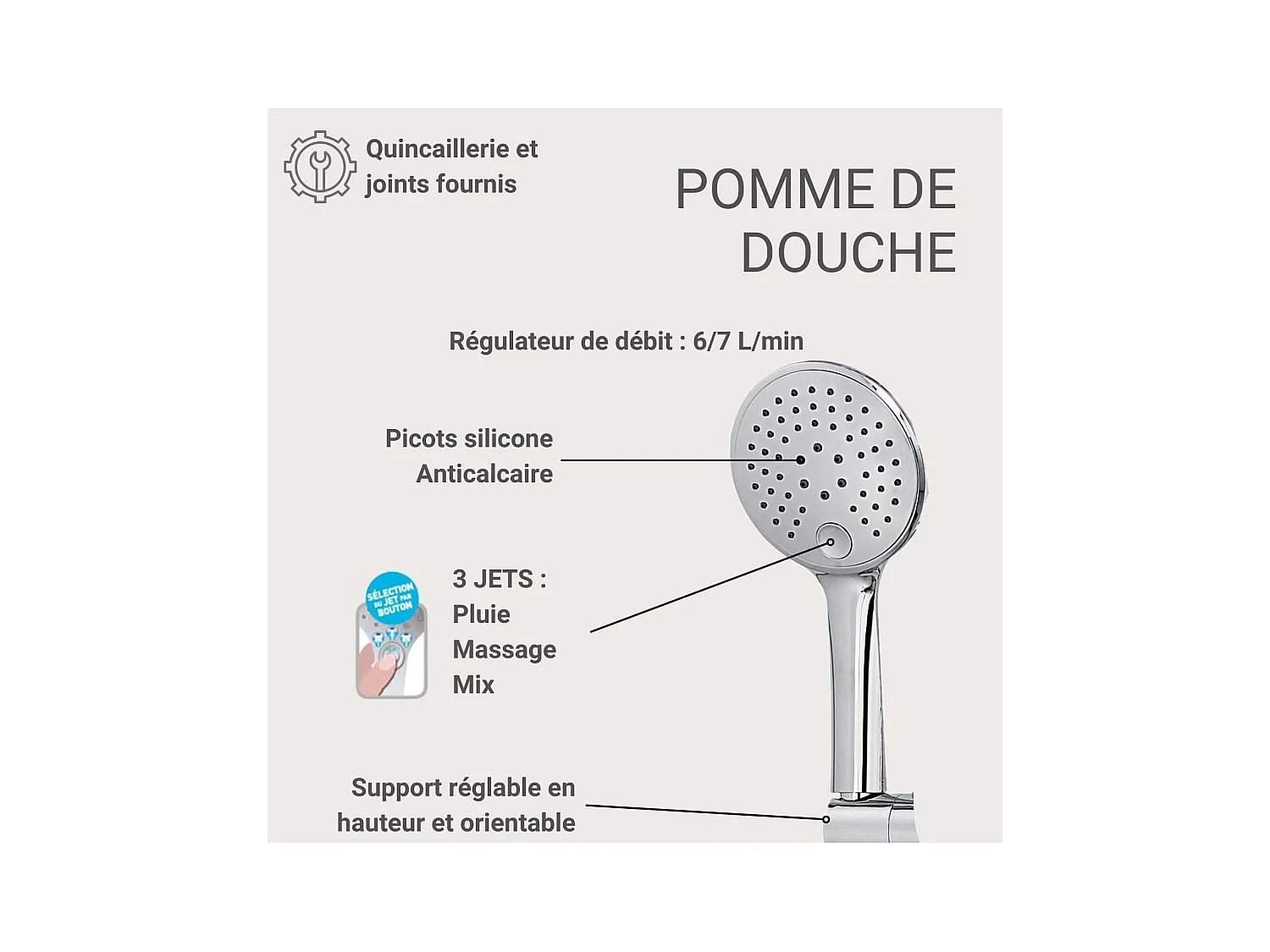 Colonna doccia rotonda in acciaio inox BRUMA