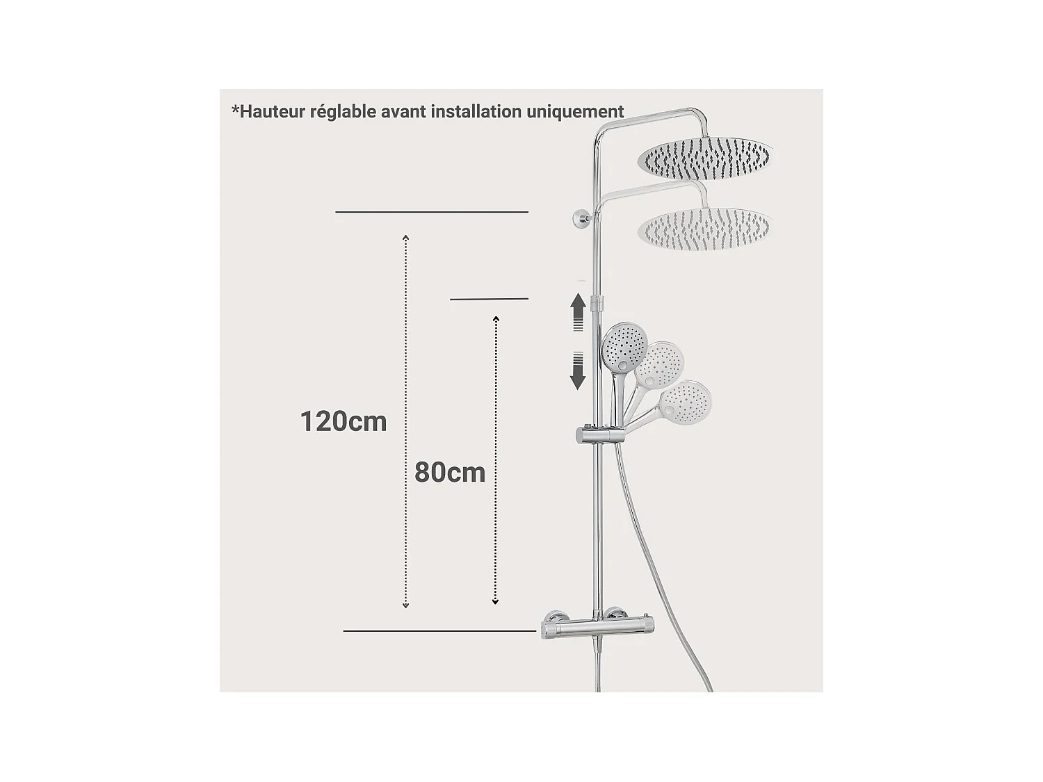 Colonna doccia rotonda in acciaio inox BRUMA