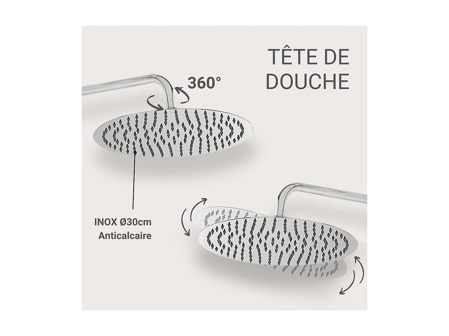 Colonne de douche ronde en inox BRUMA