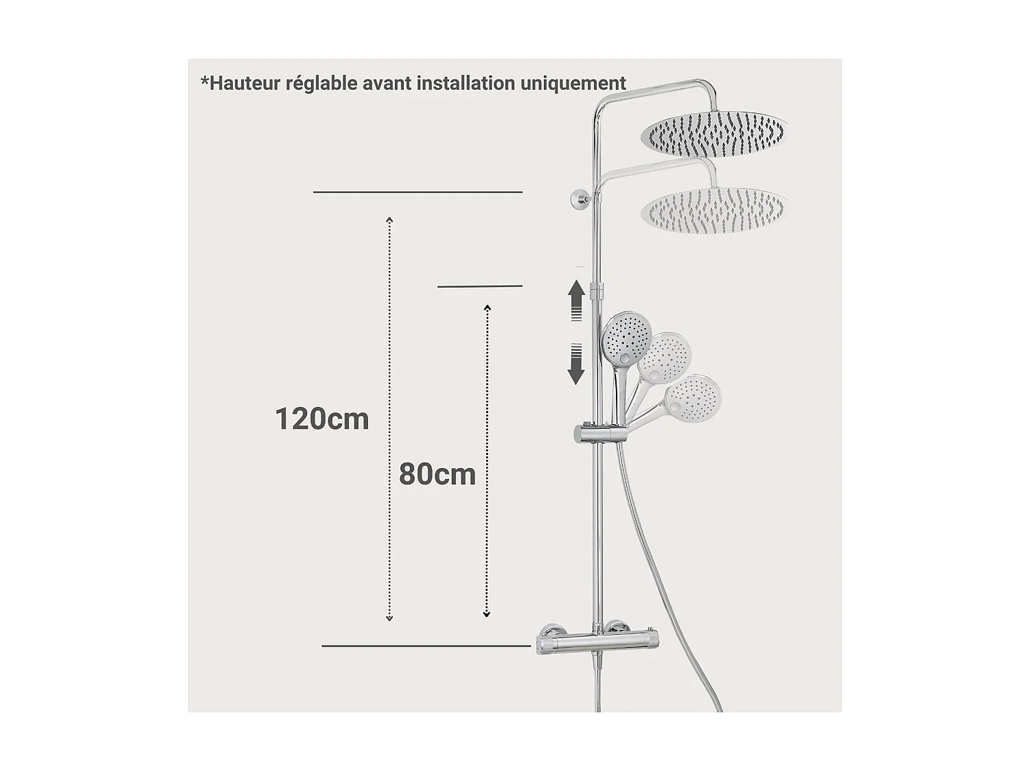 Colonne de douche ronde en inox BRUMA