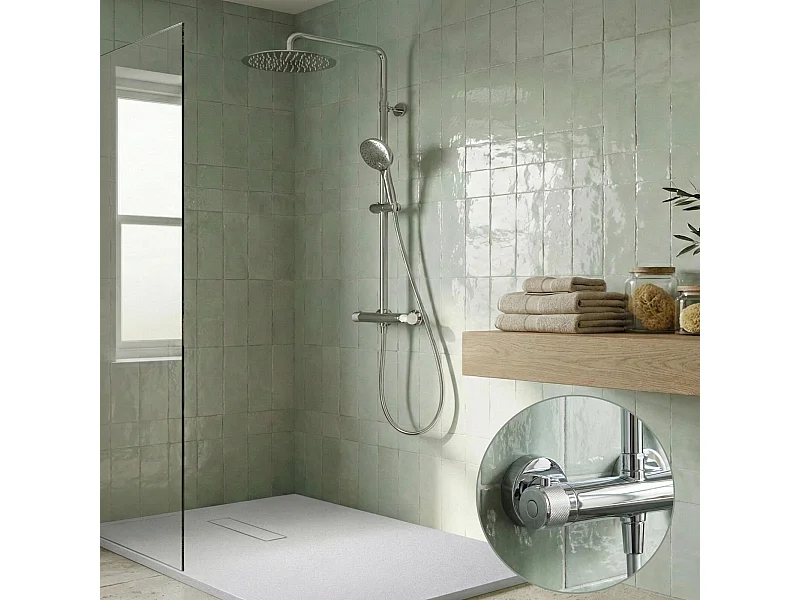 Colonne de douche ronde en inox BRUMA