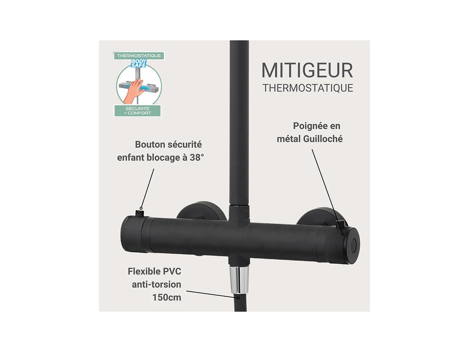 Colonna doccia rotonda in acciaio inox BRUMA