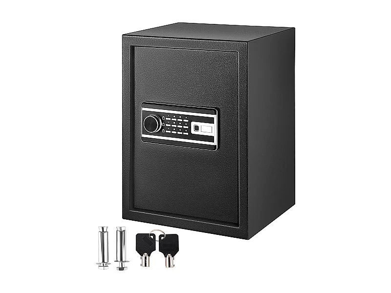 Cassaforte SucceBuy, Cassaforte Biometrica con Impronte Digitali, in Acciaio, Fissaggio a Parete, per Denaro, Gioielli, Passaporto, Documenti, 60 L, Nero