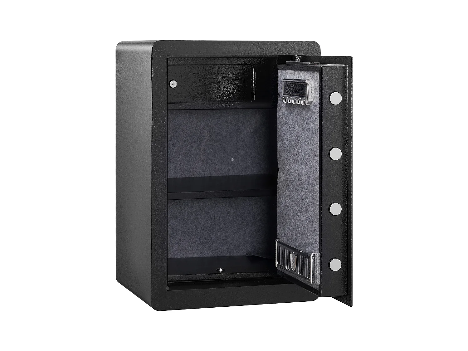 Tresor SucceBuy, Digitaler Tresor mit Passwort und Schlüsseln, Wand-Sicherheitstresor aus Stahl, für Bargeld, Schmuck, Pass, Dokumente, 62 L, Schwarz