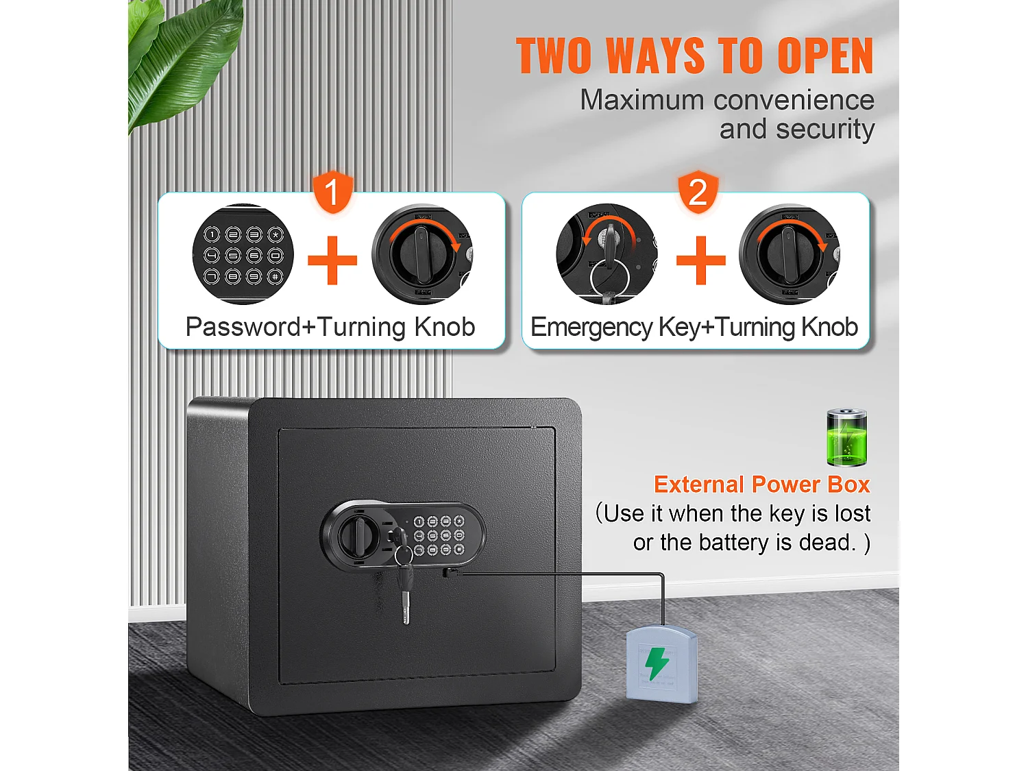 Skrytka Bezpieczeństwa SucceBuy, Skrytka Bezpieczeństwa z Stali, Cyfrowy Klawiszomiec i 2 Klucze, Ochrona dla Pieniędzy/Biżuterii/Dokumentów, 34 L, 40 x 30 x 35 cm