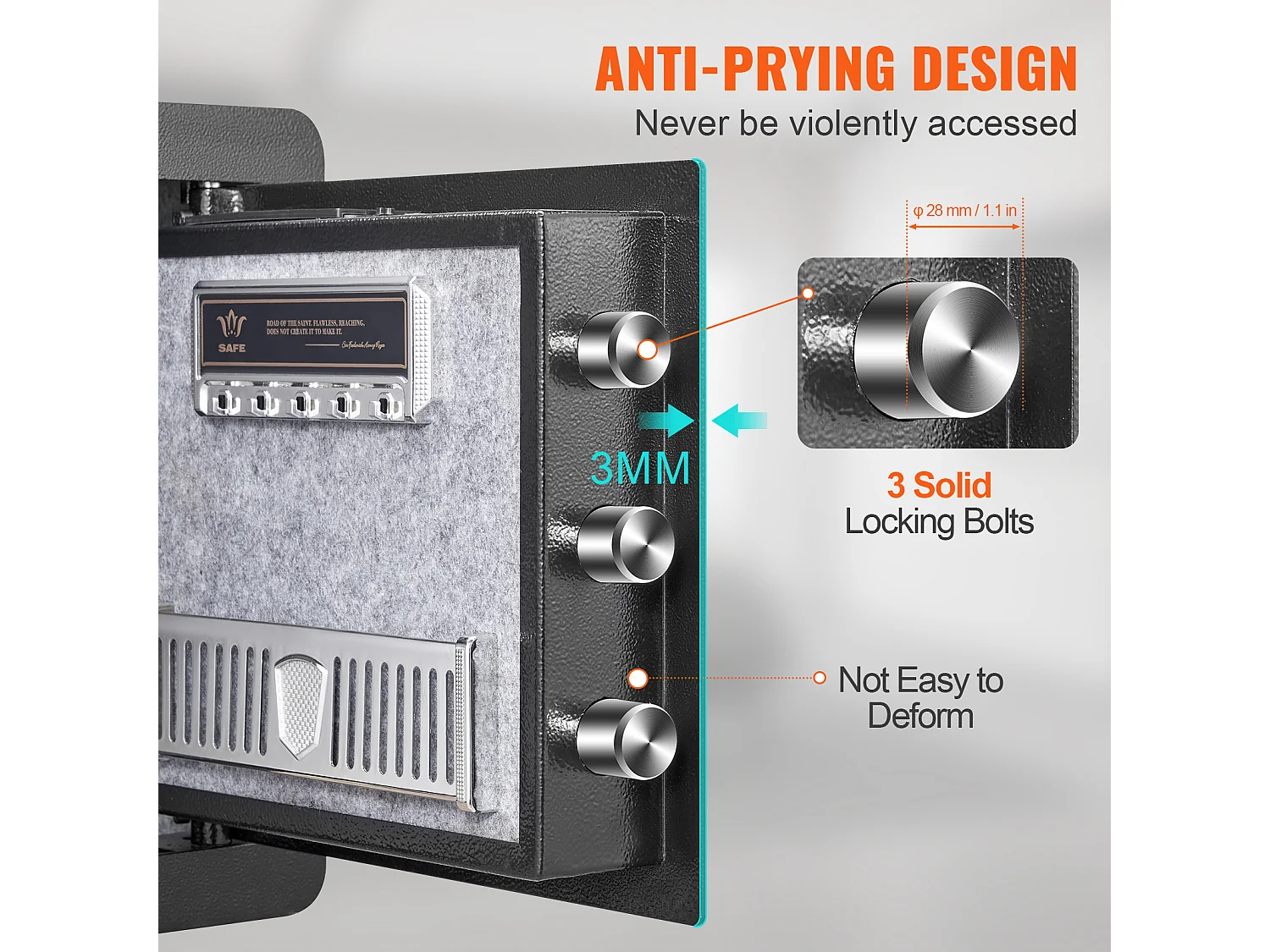 Skrytka Bezpieczeństwa SucceBuy, Skrytka Bezpieczeństwa z Stali, Cyfrowy Klawiszomiec i 2 Klucze, Ochrona dla Pieniędzy/Biżuterii/Dokumentów, 34 L, 40 x 30 x 35 cm