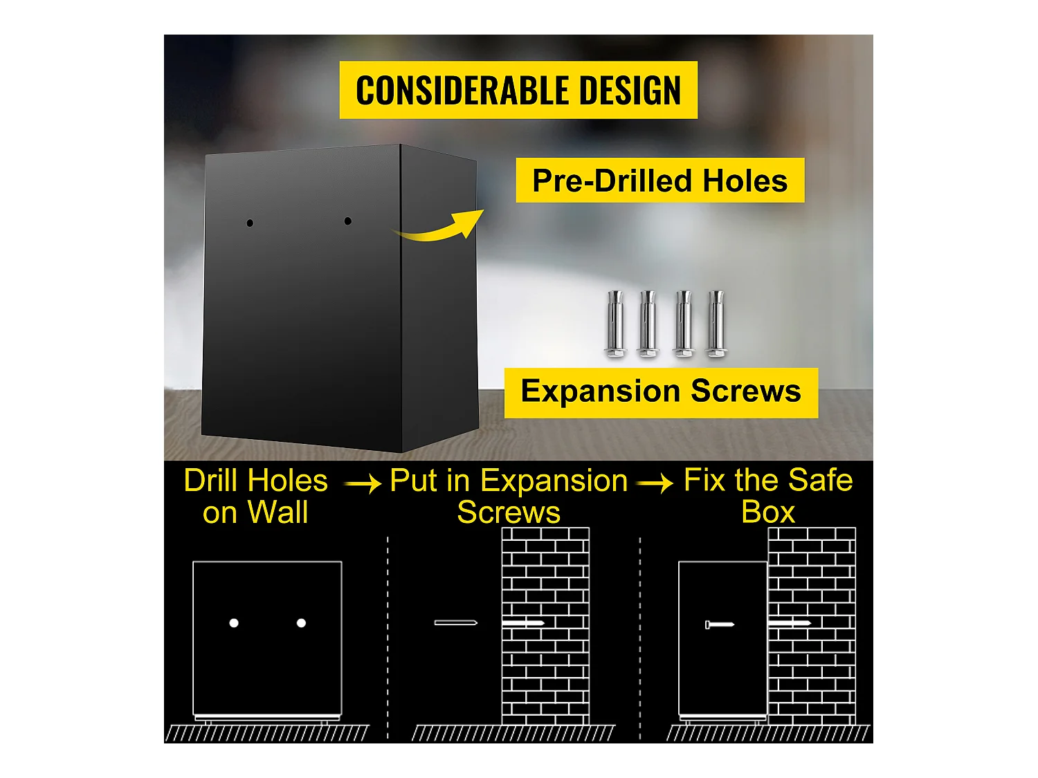 Coffre-Fort Numérique à Code Électronique SucceBuy, Digital Depository Safe Drop Safe en Acier au Carbone, 2 Clés 2 Kits de Codes, 48 L, avec Fente de Chute