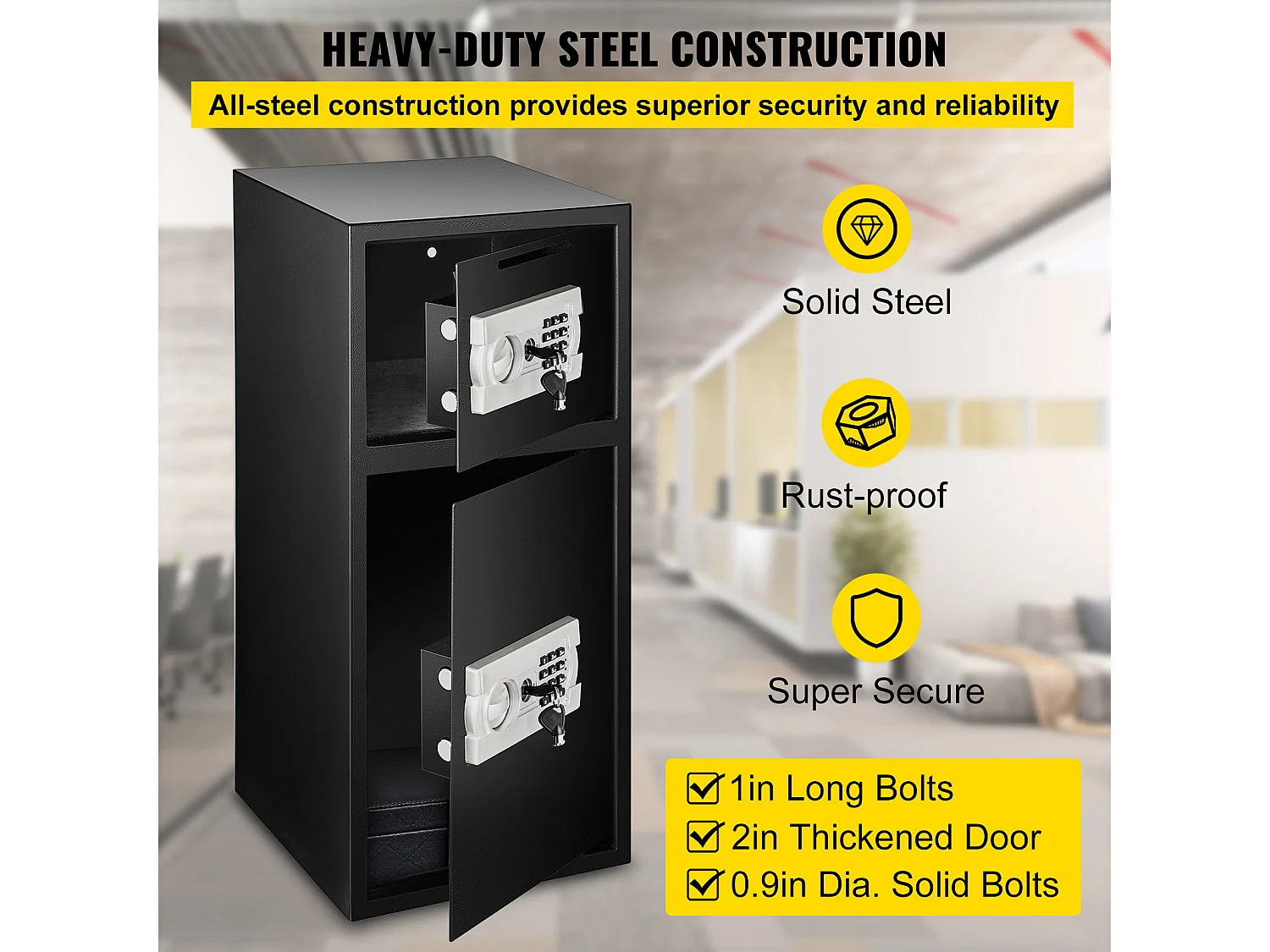 Coffre-fort numérique en fer robuste, Boîte de Sécurité à Clavier Numérique en Fer 83,8 CM avec Serrure Sécurisée Pour Argent et Bijoux