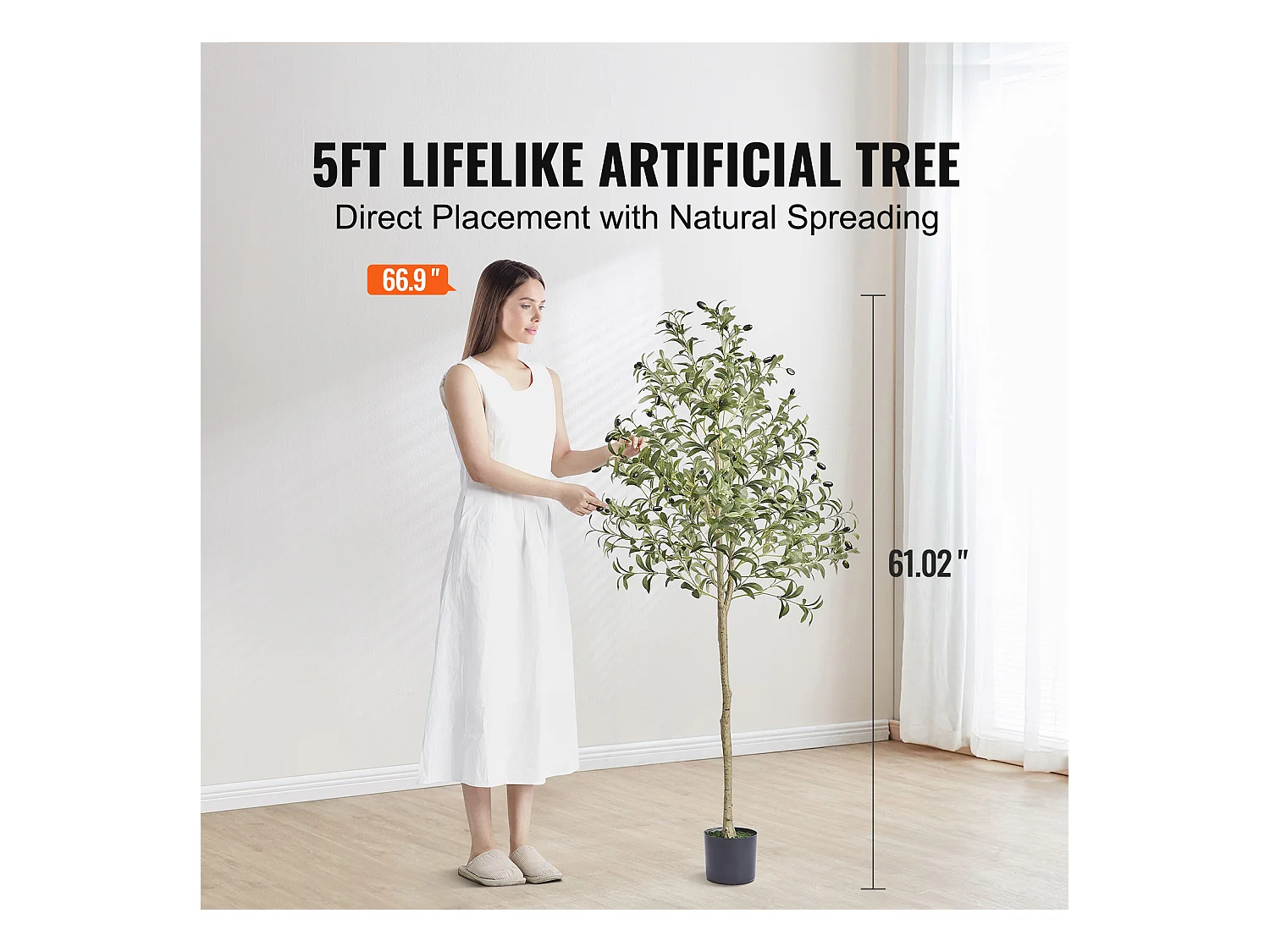 Arbre Artificiel SucceBuy 155 cm, Plante Artificielle PE, pour Maison Bureau Centres Commerciaux Intérieur Extérieur