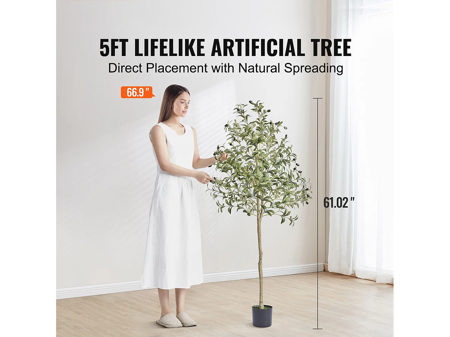 Arbre Artificiel SucceBuy 155 cm, Plante Artificielle PE, pour Maison Bureau Centres Commerciaux Intérieur Extérieur