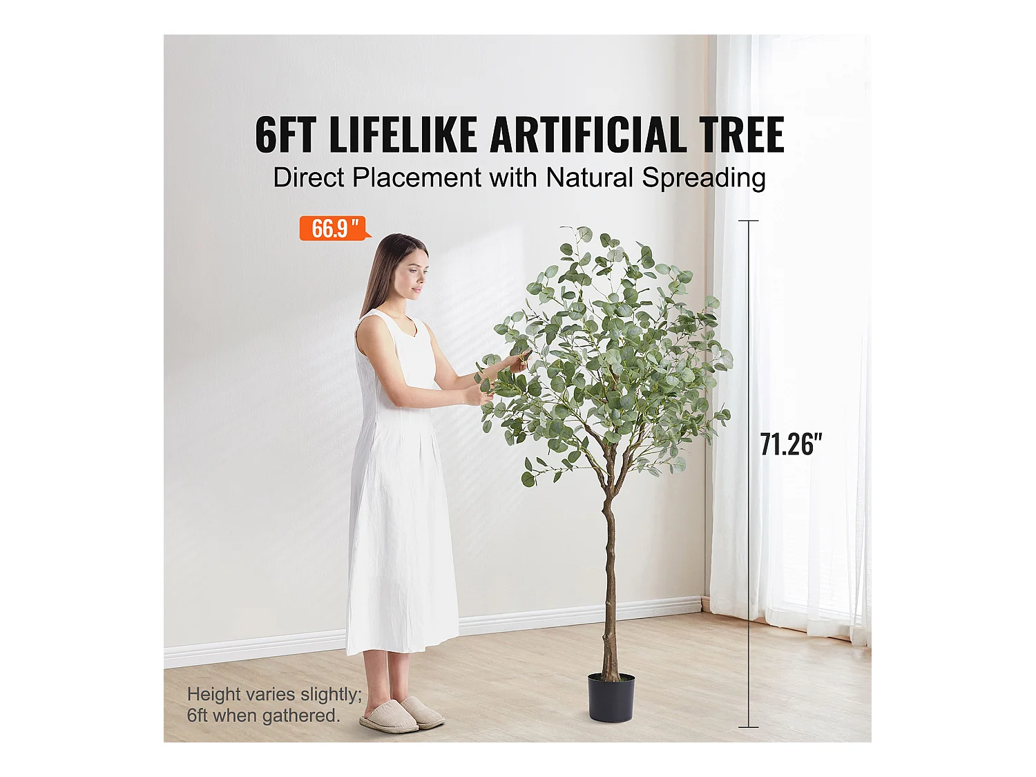 Arbre Artificiel SucceBuy 181 cm, Plante Artificielle PE, pour Maison Bureau Centres Commerciaux Intérieur Extérieur