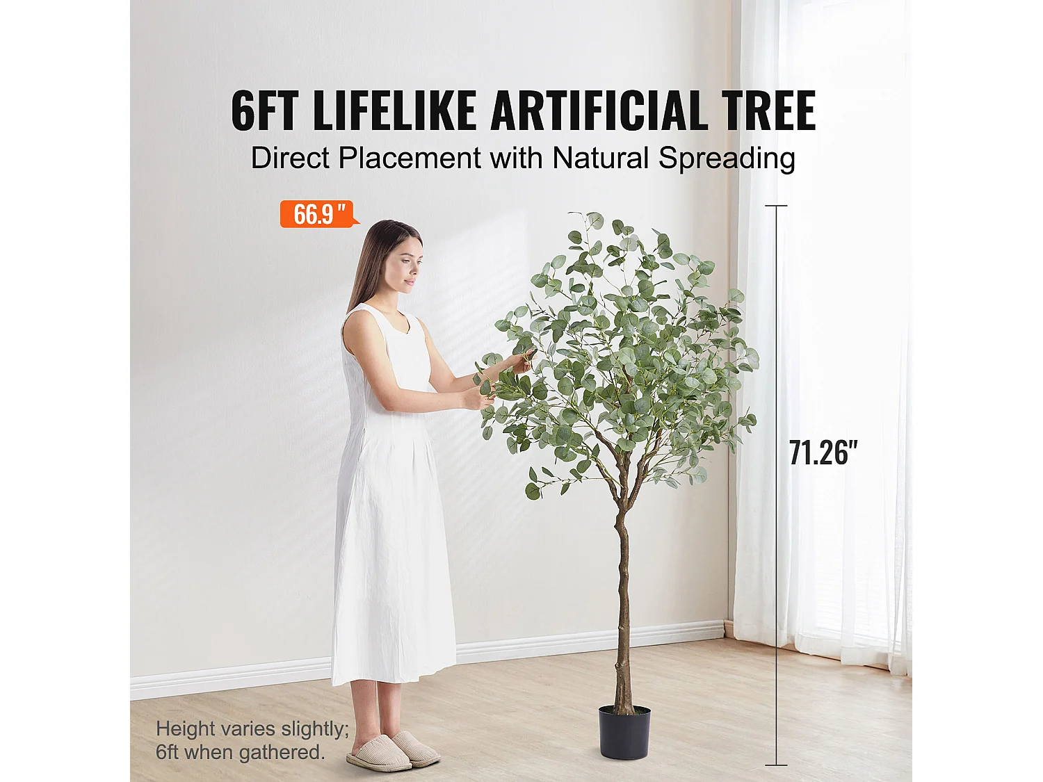 Arbre Artificiel SucceBuy 181 cm, Plante Artificielle PE, pour Maison Bureau Centres Commerciaux Intérieur Extérieur