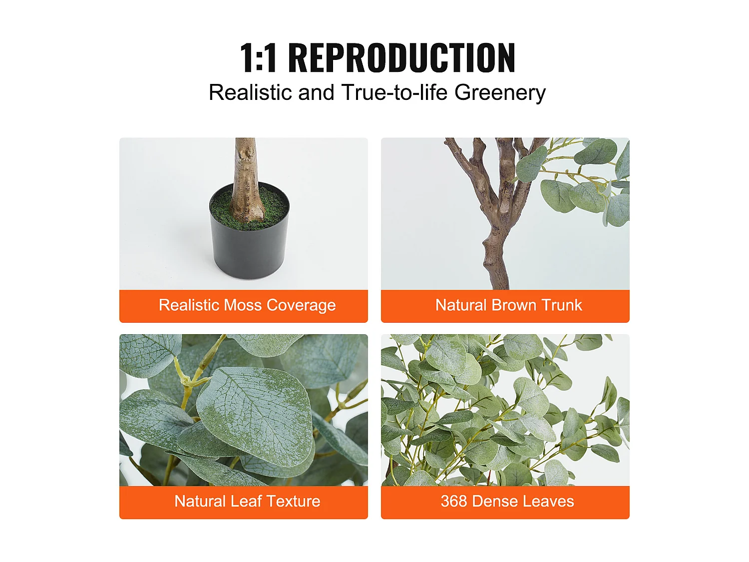 Arbre Artificiel SucceBuy 181 cm, Plante Artificielle PE, pour Maison Bureau Centres Commerciaux Intérieur Extérieur