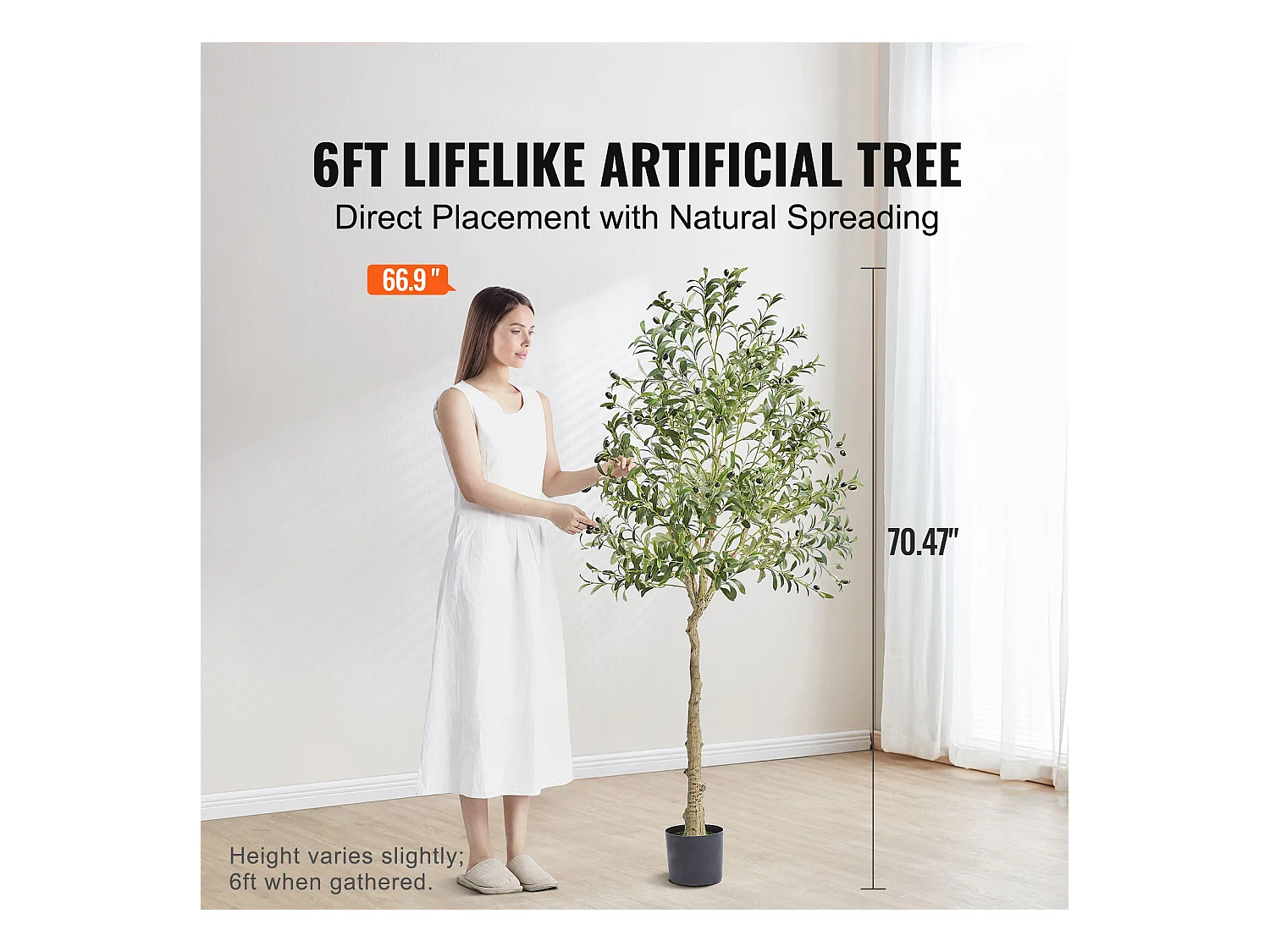 Arbre Artificiel SucceBuy 179 cm, Plante Artificielle PE, pour Maison Bureau Centres Commerciaux Intérieur Extérieur