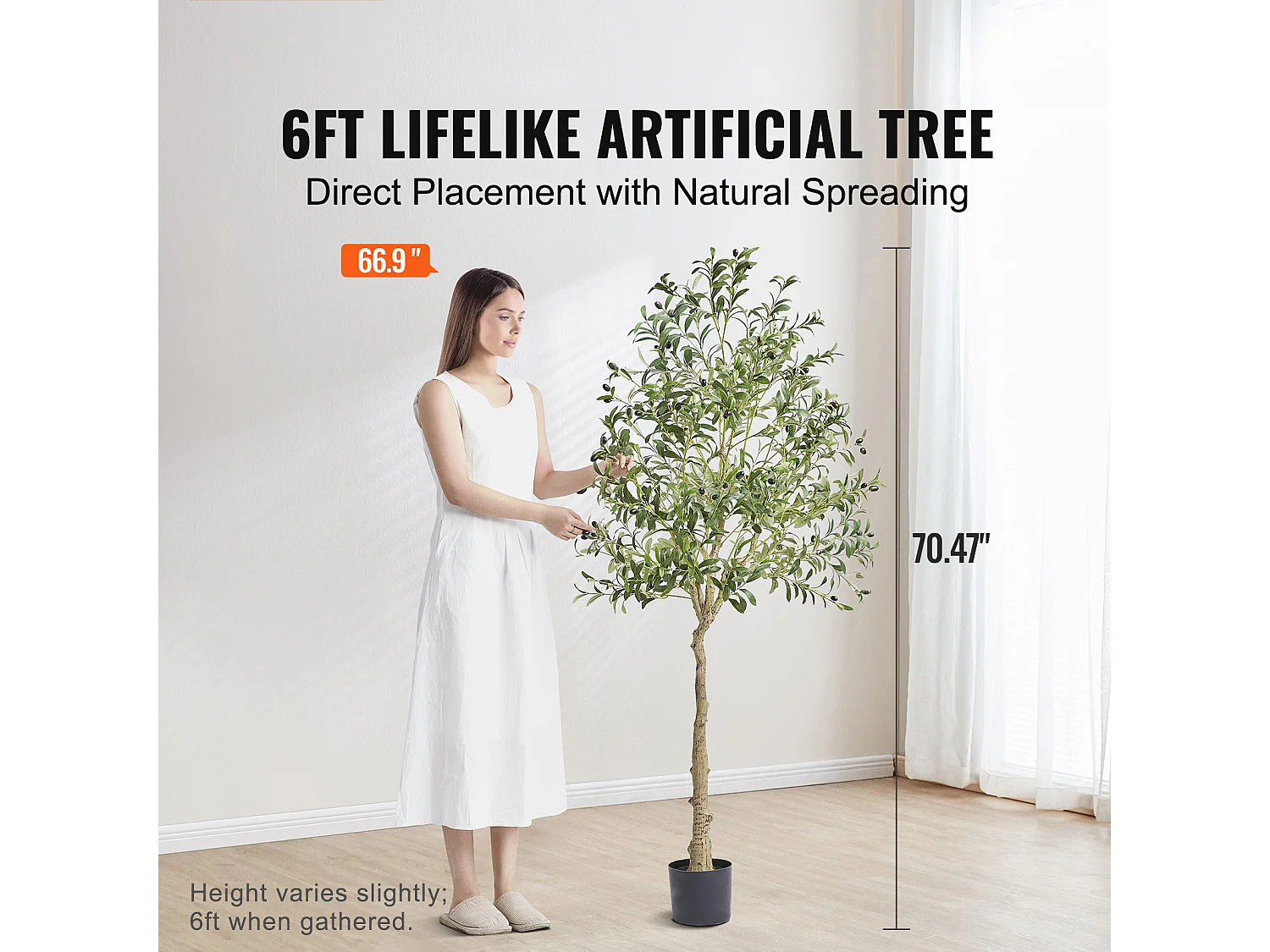 Arbre Artificiel SucceBuy 179 cm, Plante Artificielle PE, pour Maison Bureau Centres Commerciaux Intérieur Extérieur