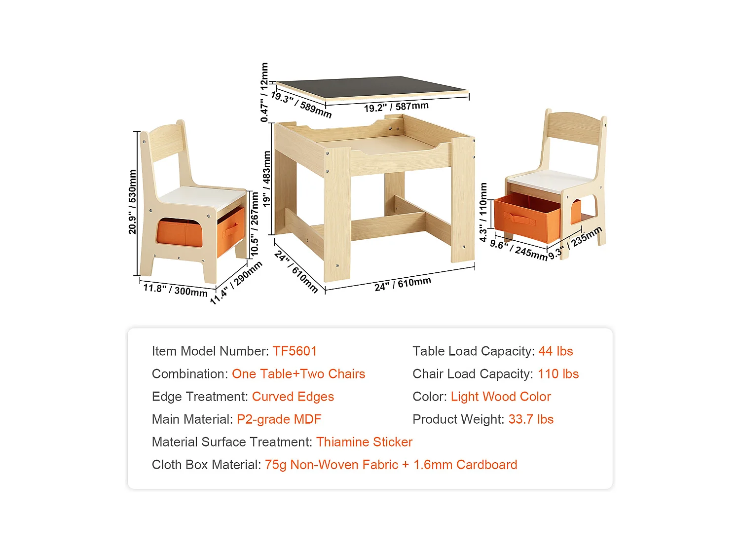 Ensemble Table SucceBuy et Chaises pour Enfants Table D'activités en Bois avec Boîtes de Rangement