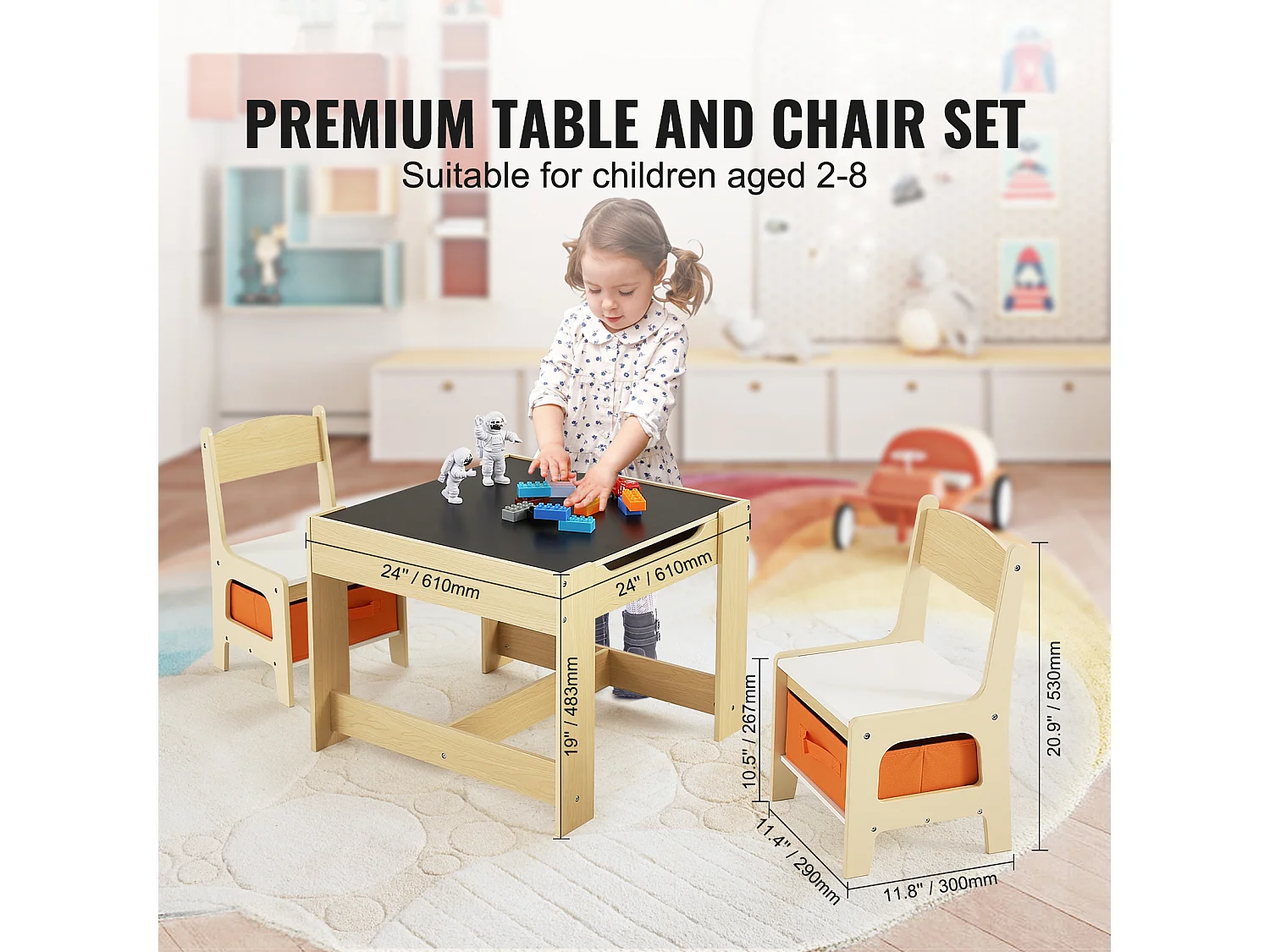Ensemble Table SucceBuy et Chaises pour Enfants Table D'activités en Bois avec Boîtes de Rangement