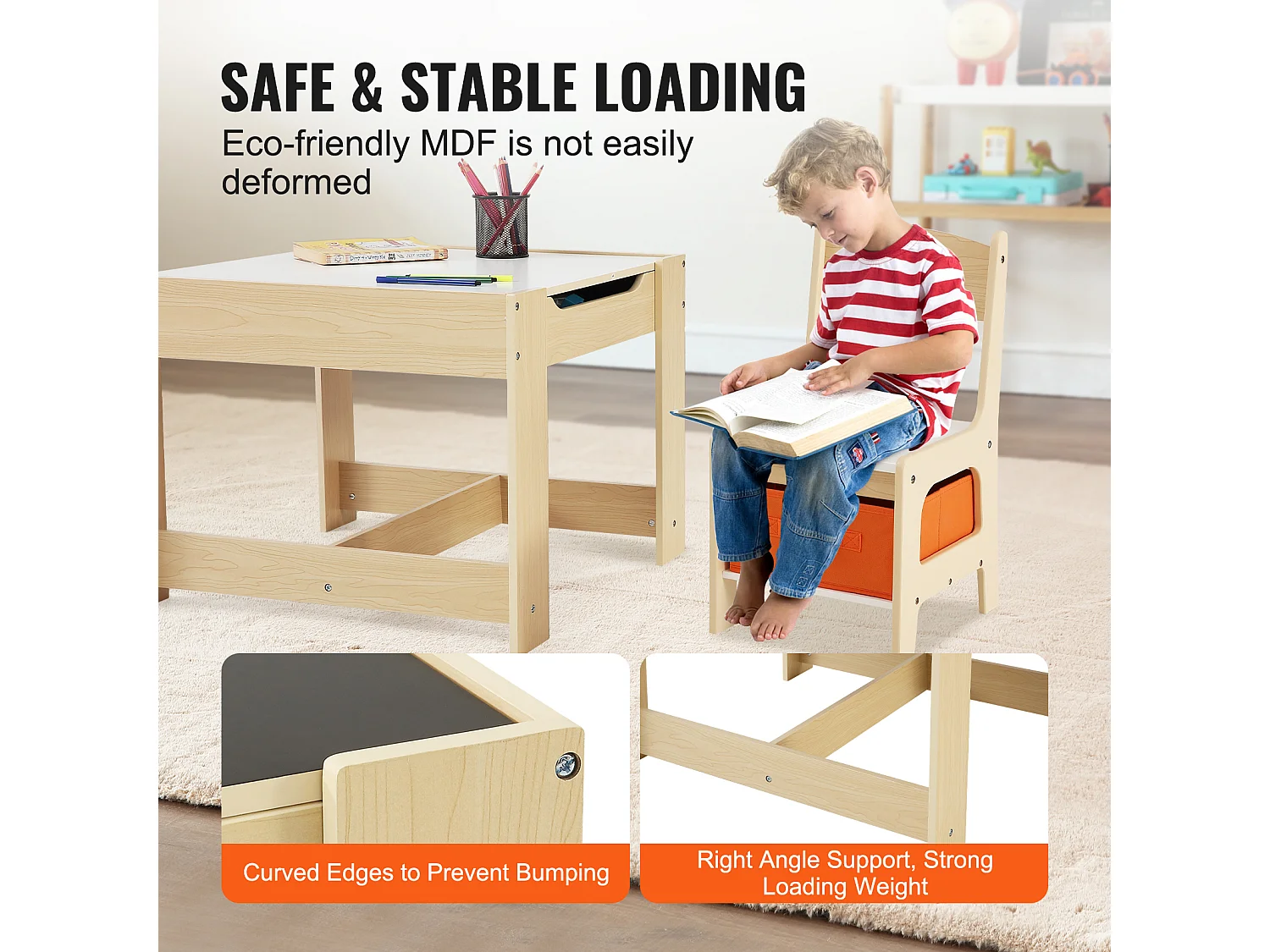 Ensemble Table SucceBuy et Chaises pour Enfants Table D'activités en Bois avec Boîtes de Rangement