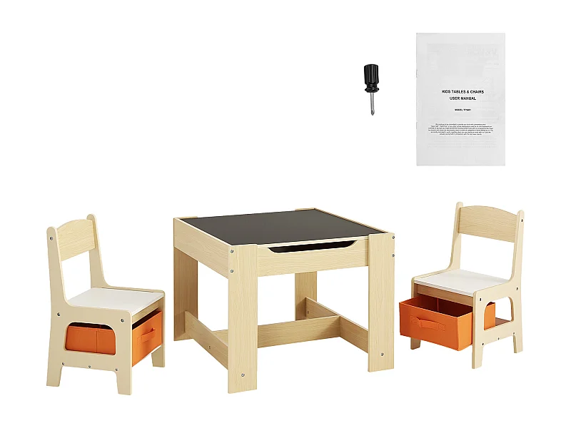Ensemble Table SucceBuy et Chaises pour Enfants Table D'activités en Bois avec Boîtes de Rangement