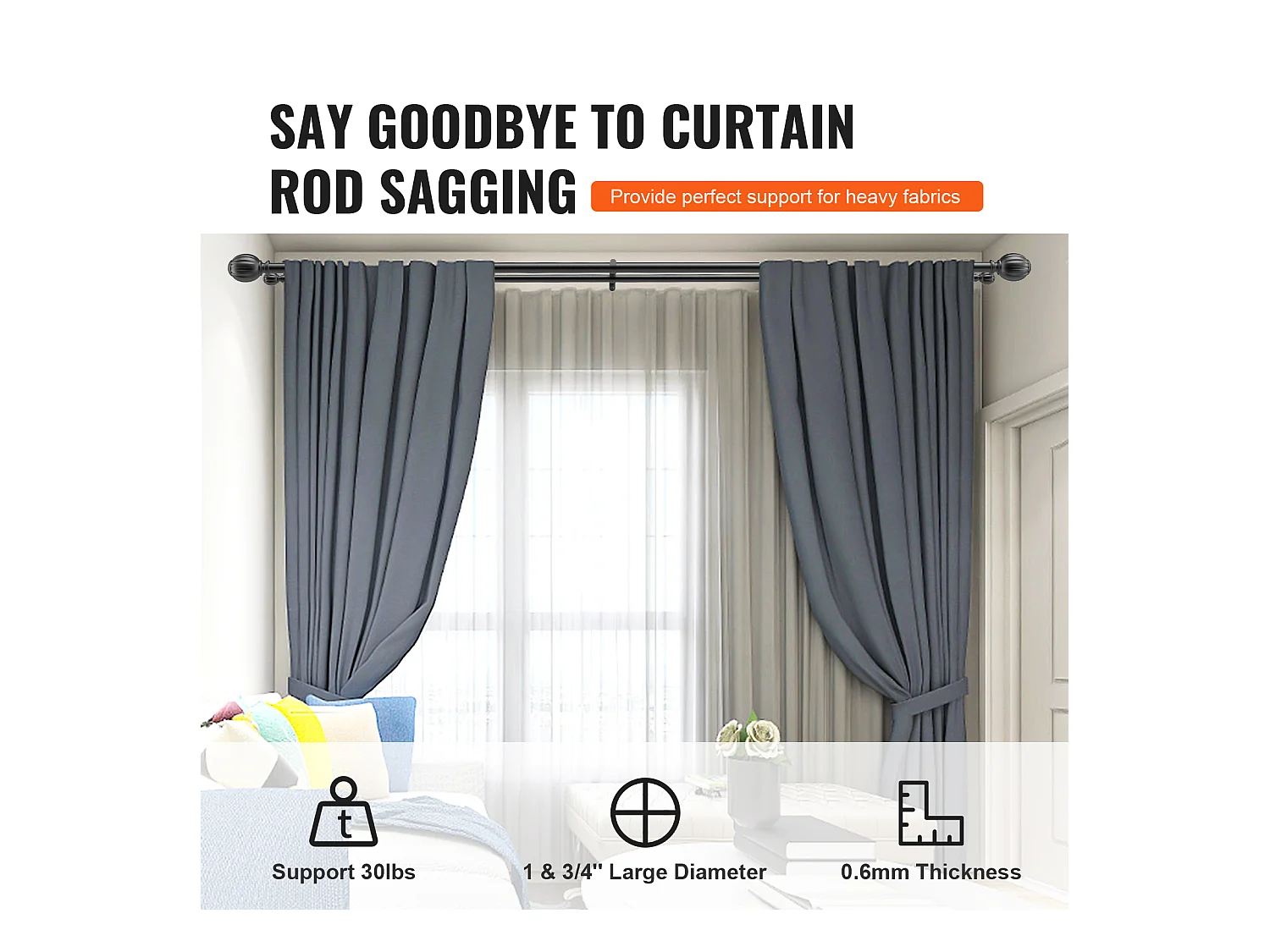 Tringles à Rideaux Doubles SucceBuy, Longueur Réglable de 91.4-182.9 cm, des Salons, des Chambres, des Salles de Bains