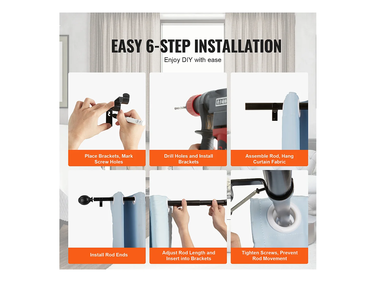 Tringles à Rideaux Doubles SucceBuy, Longueur Réglable de 91.4-182.9 cm, des Salons, des Chambres, des Salles de Bains