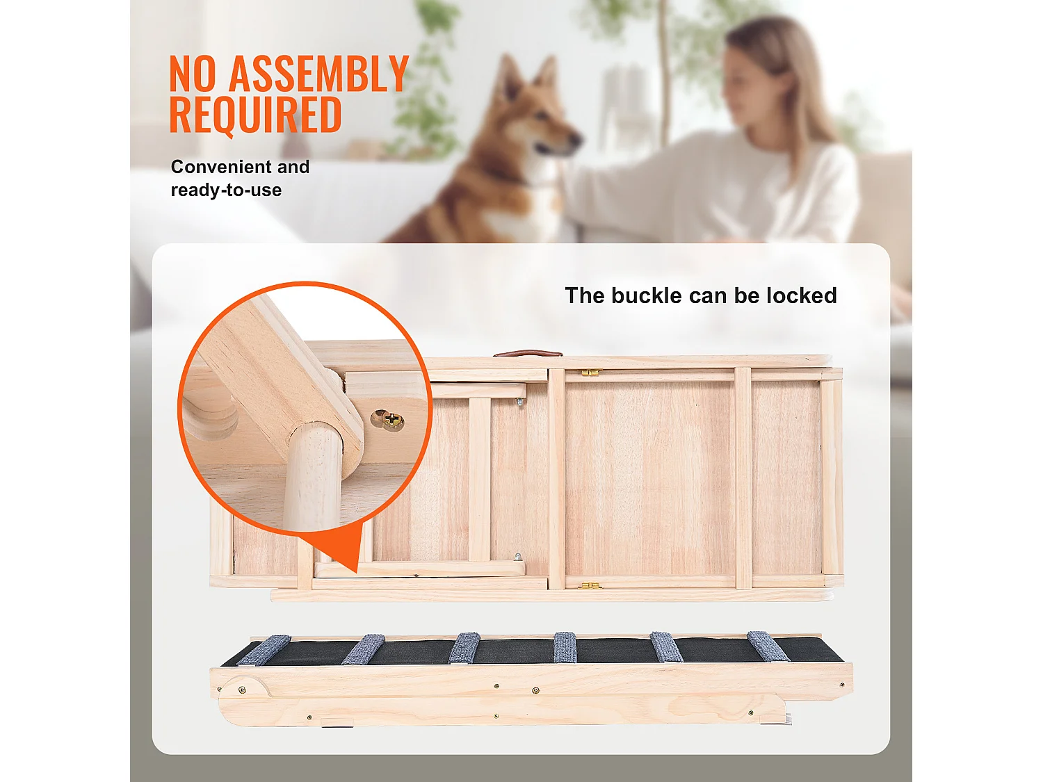 Rampa per Cani SucceBuy, Rampa Pieghevole per Animali Domestici, Lunga 104,9 CM, Altezza Regolabile da 35,9 a 65,5 CM