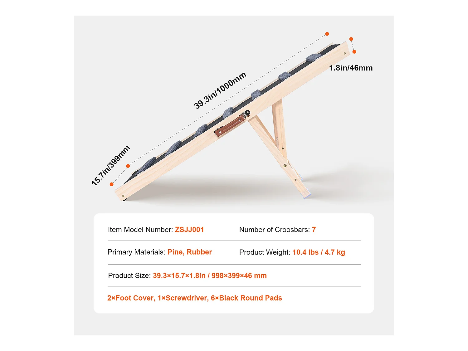 Rampe pour Chien SucceBuy, Rampe Pliante pour Animaux de Compagnie, 100 CM de Long, Hauteur Réglable de 38 à 55 CM