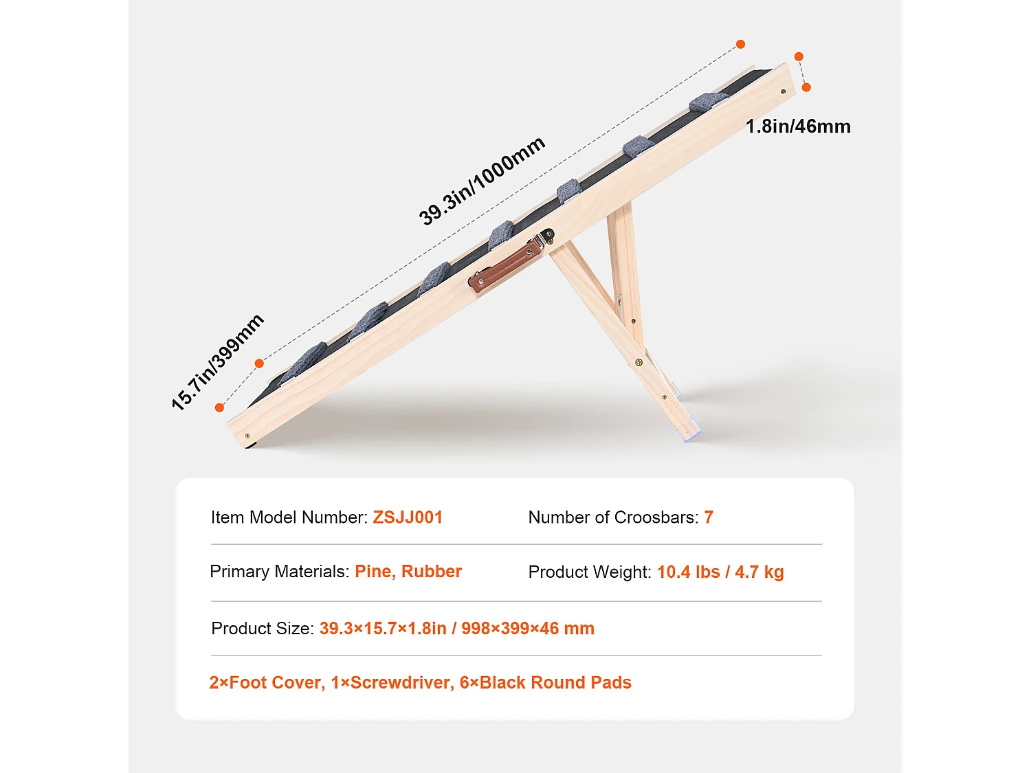 Rampe pour Chien SucceBuy, Rampe Pliante pour Animaux de Compagnie, 100 CM de Long, Hauteur Réglable de 38 à 55 CM