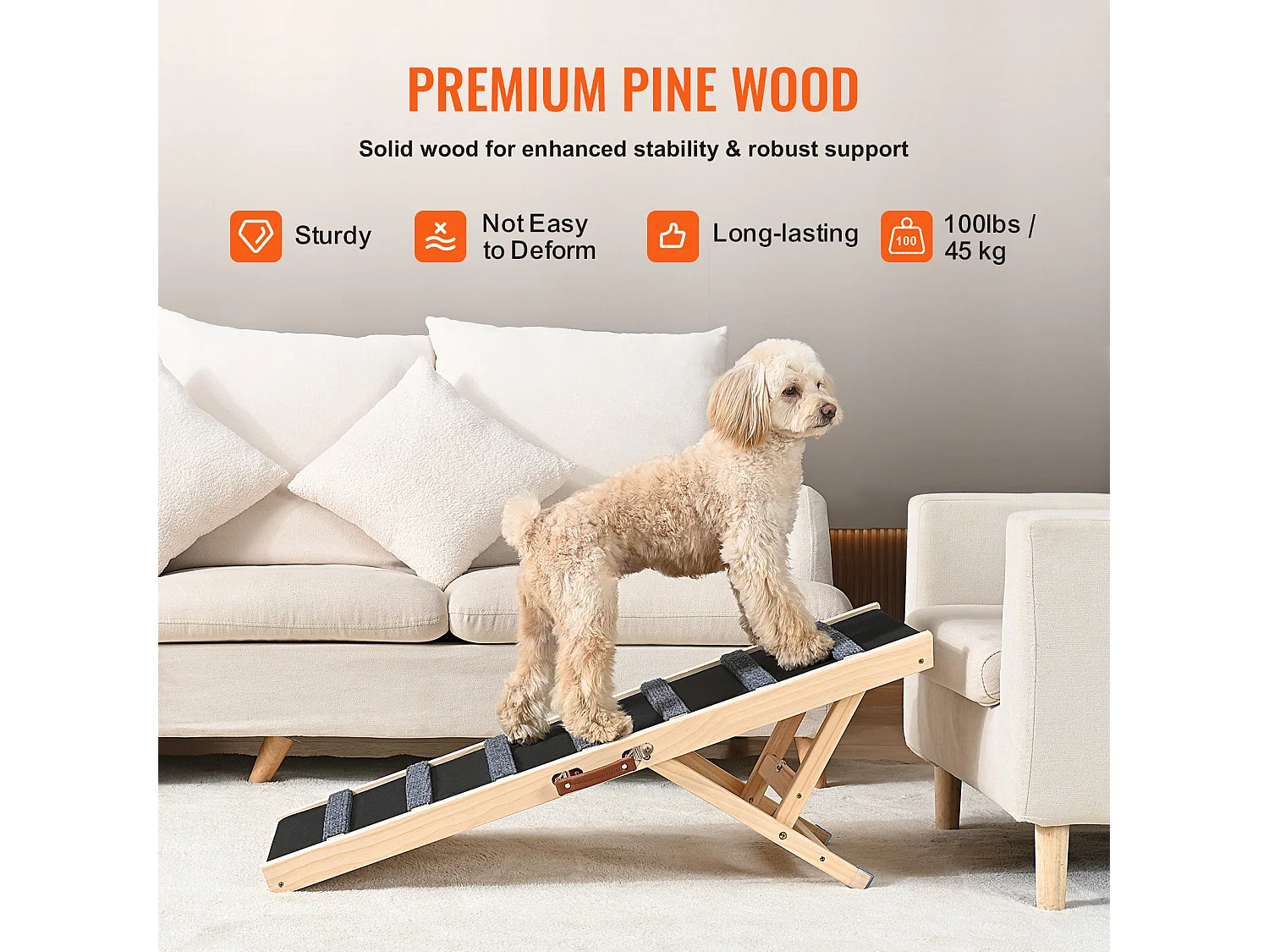 Rampe pour Chien SucceBuy, Rampe Pliante pour Animaux de Compagnie, 100 CM de Long, Hauteur Réglable de 38 à 55 CM