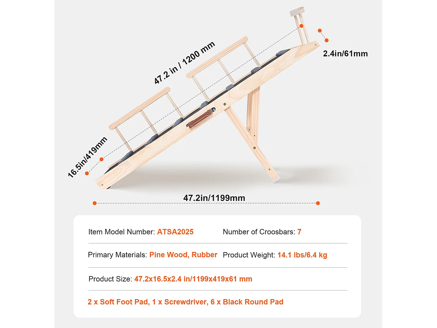 Rampe pour Chien SucceBuy, Rampe Pliante pour Animaux de Compagnie, 120,1 CM de Long, Hauteur Réglable de 35,1 à 70,1 CM