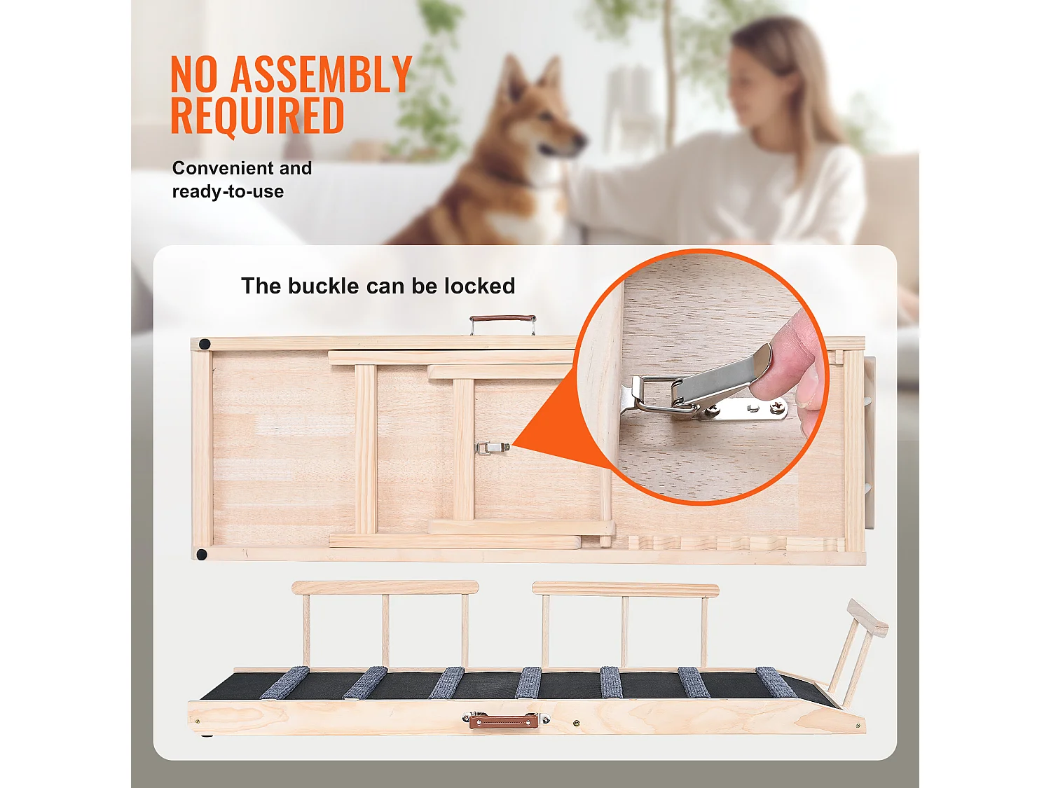 Rampe pour Chien SucceBuy, Rampe Pliante pour Animaux de Compagnie, 120,1 CM de Long, Hauteur Réglable de 35,1 à 70,1 CM