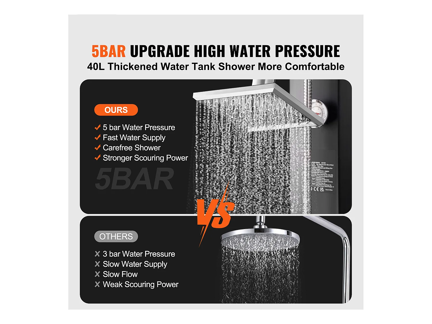 Douche Solaire Extérieure Chauffante SucceBuy 40 L avec 2 Têtes et Base Réglables, Au Bord de la Piscine