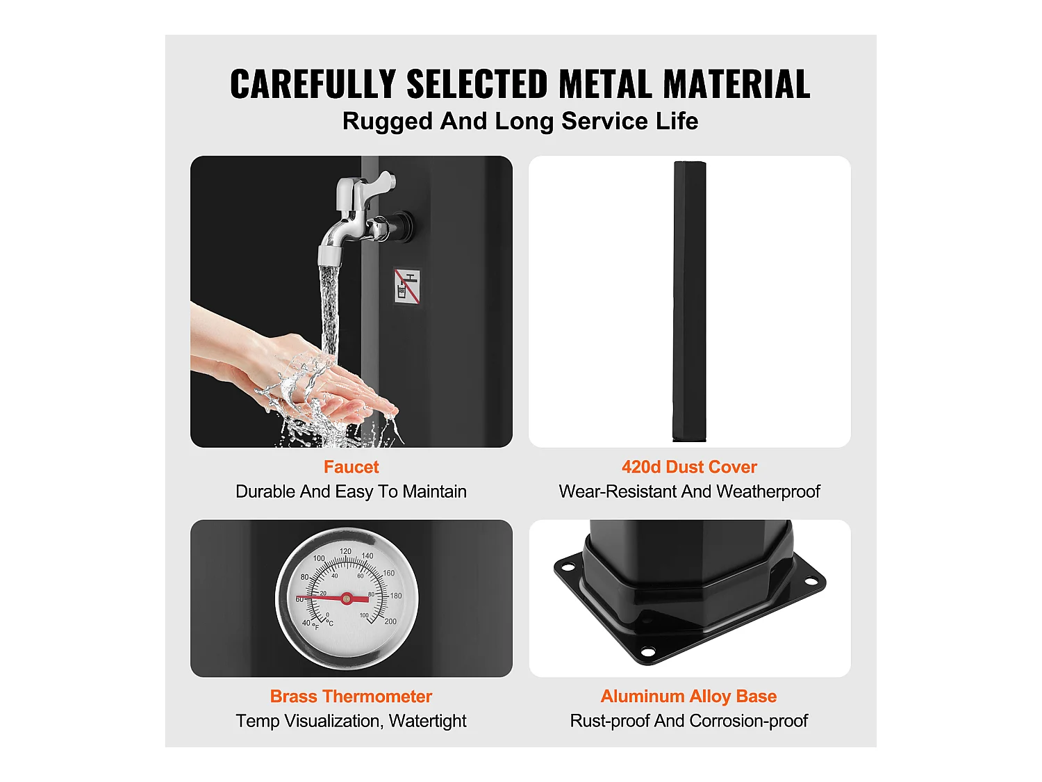 Douche Solaire Extérieure Chauffante SucceBuy 40 L avec 2 Têtes et Base Réglables, Au Bord de la Piscine