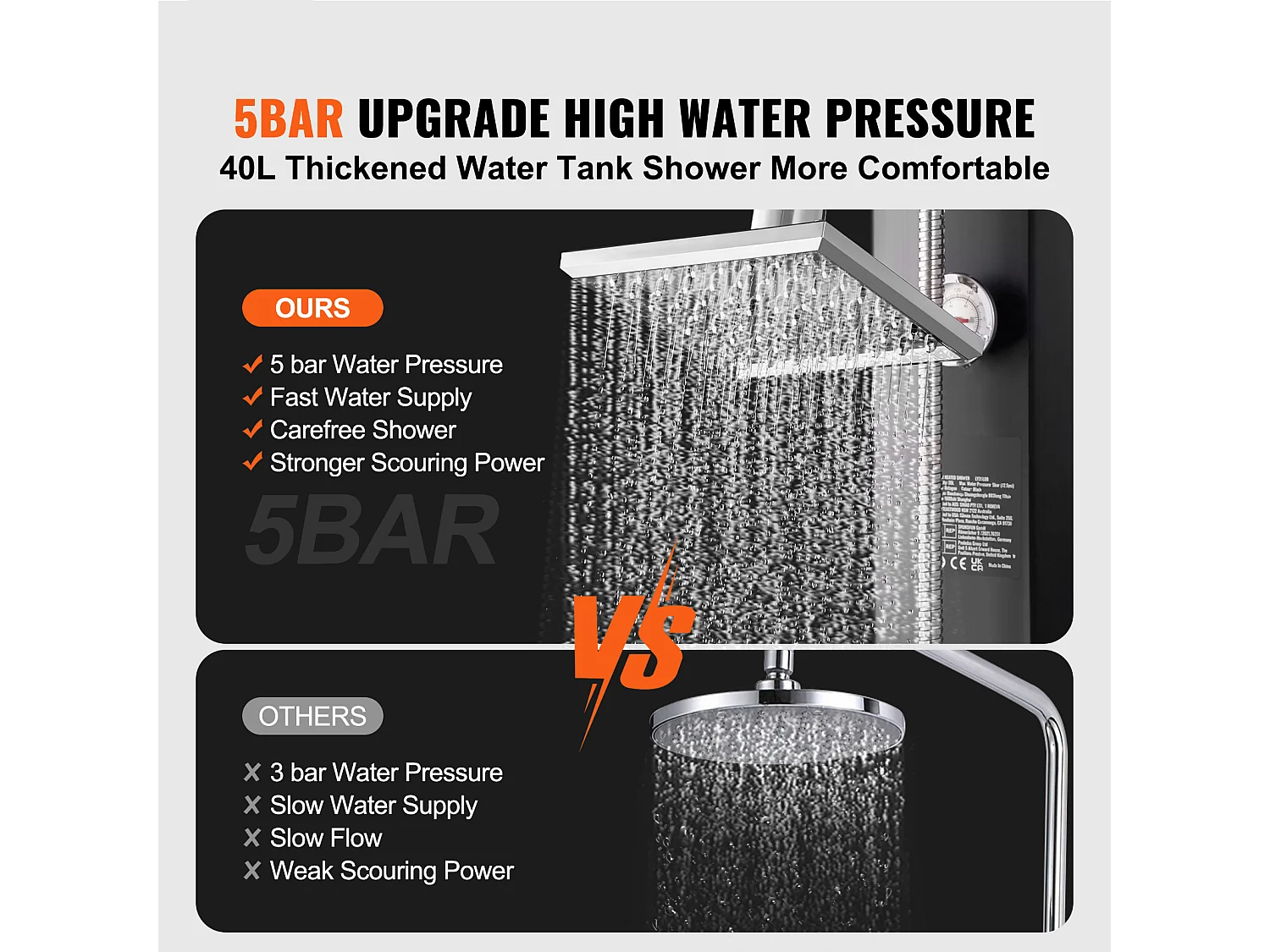 Douche Solaire Extérieure Chauffante SucceBuy 40 L avec 2 Têtes et Base Réglables, Au Bord de la Piscine