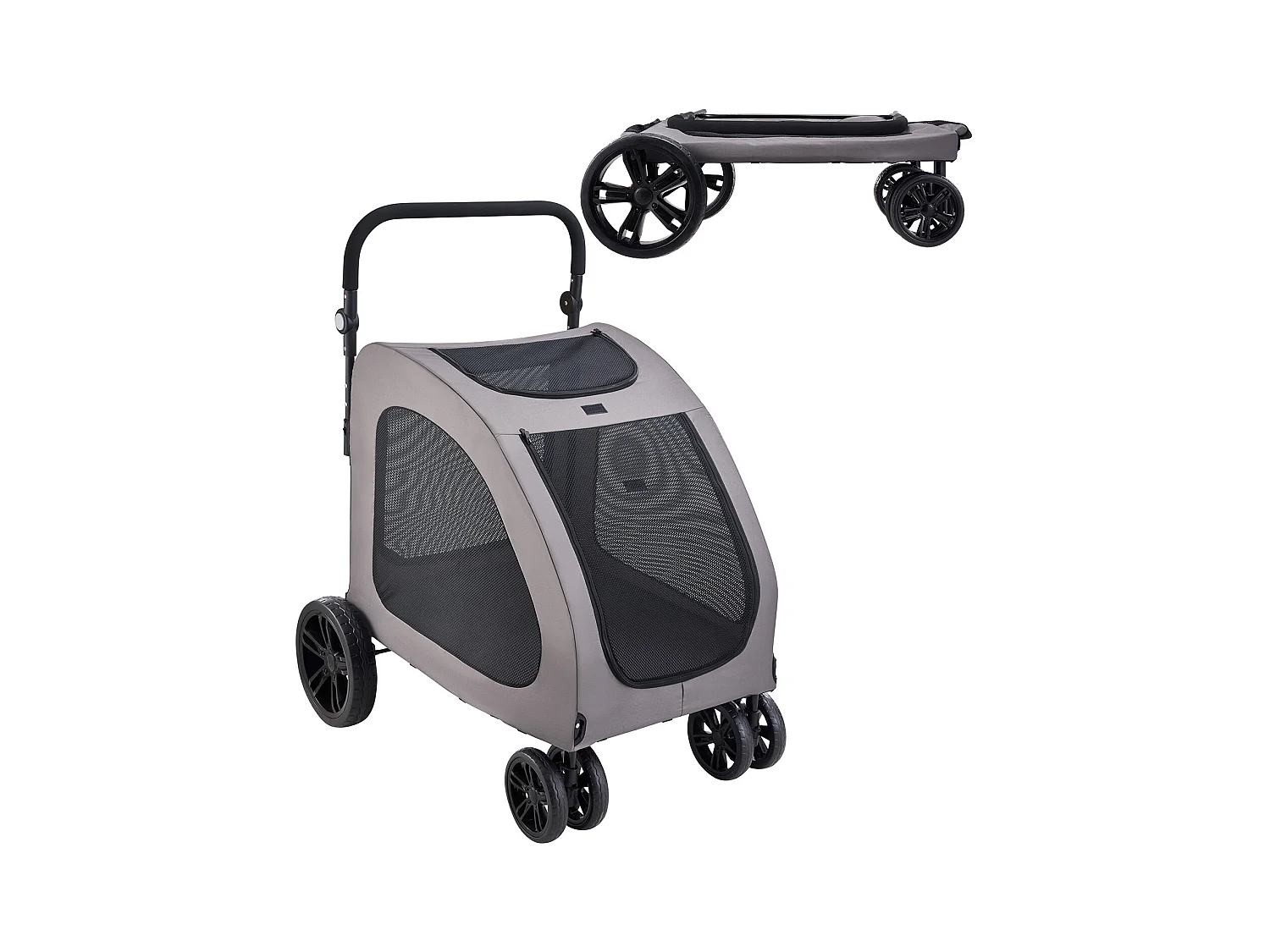 Poussette pour Chien SucceBuy, 4 Roues avec Freins, Capacité de Charge 73 kg, Hauteur Réglable, Tissu Oxford 600D