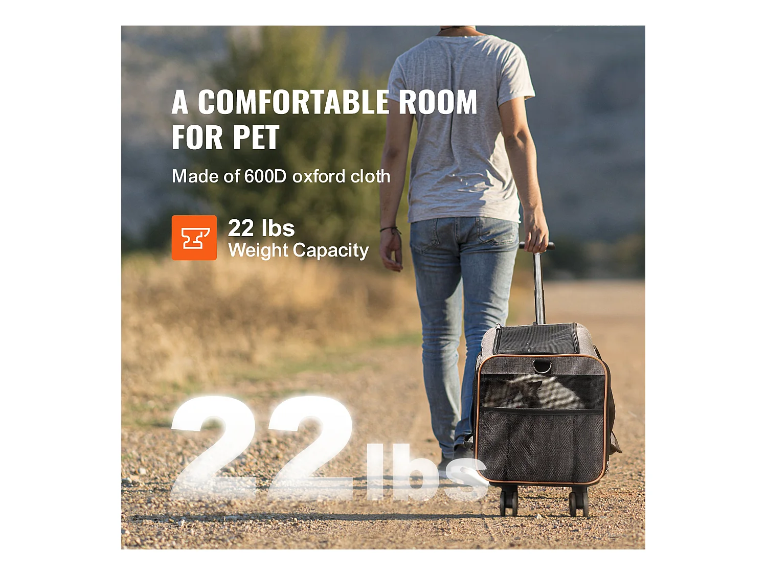 Sac de Transport pour Chat SucceBuy avec Roulettes, Approuvé par Les Compagnies Aériennes, 10 KG, Gris