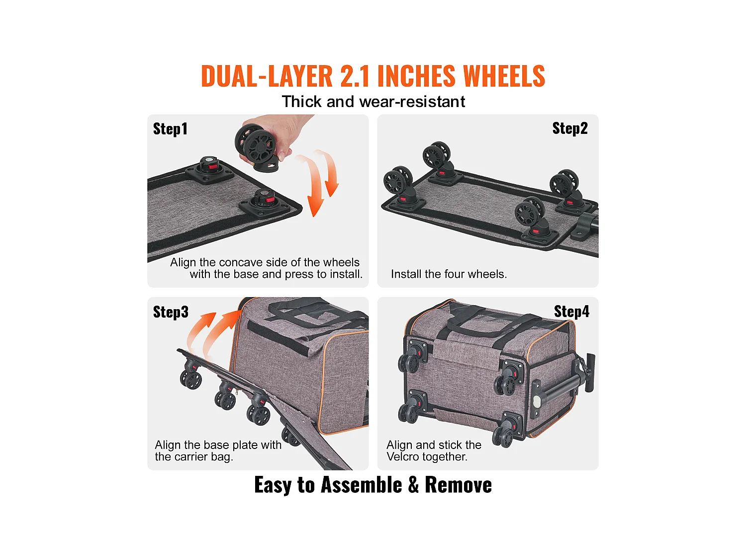 Sac de Transport pour Chat SucceBuy avec Roulettes, Approuvé par Les Compagnies Aériennes, 10 KG, Gris