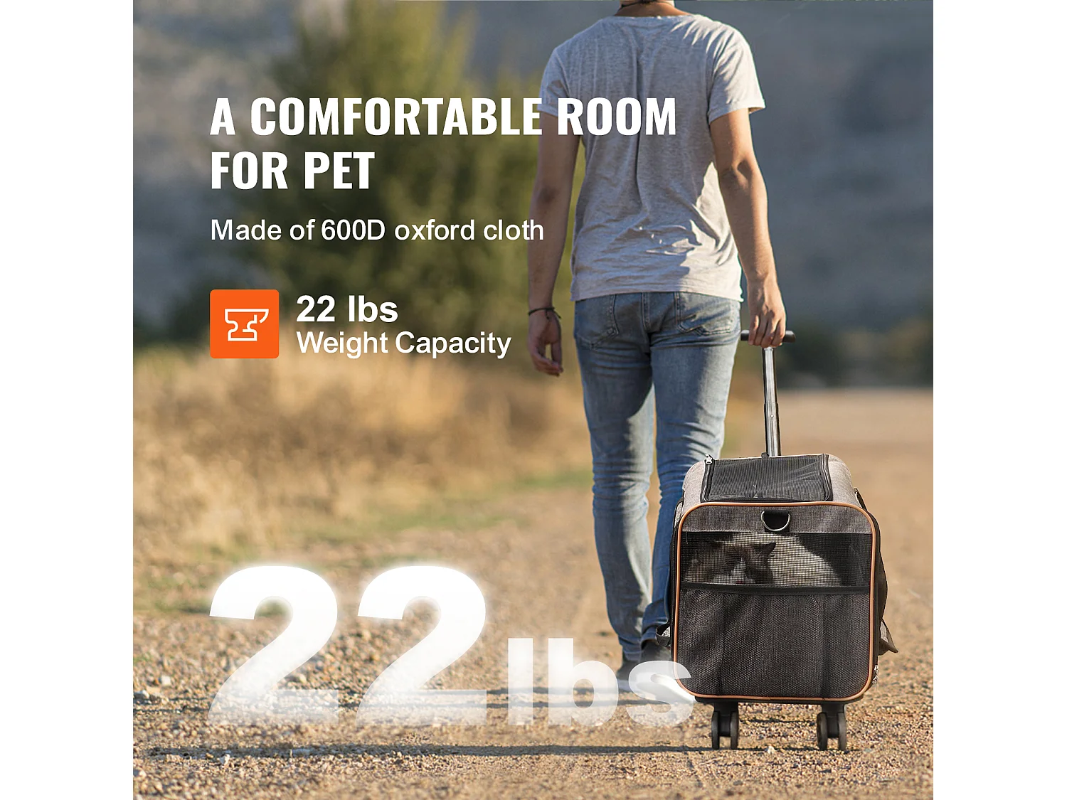 Trasportino per Gatti SucceBuy con Ruote, Approvato Dalle Compagnie Aeree, 10 KG, Grigio