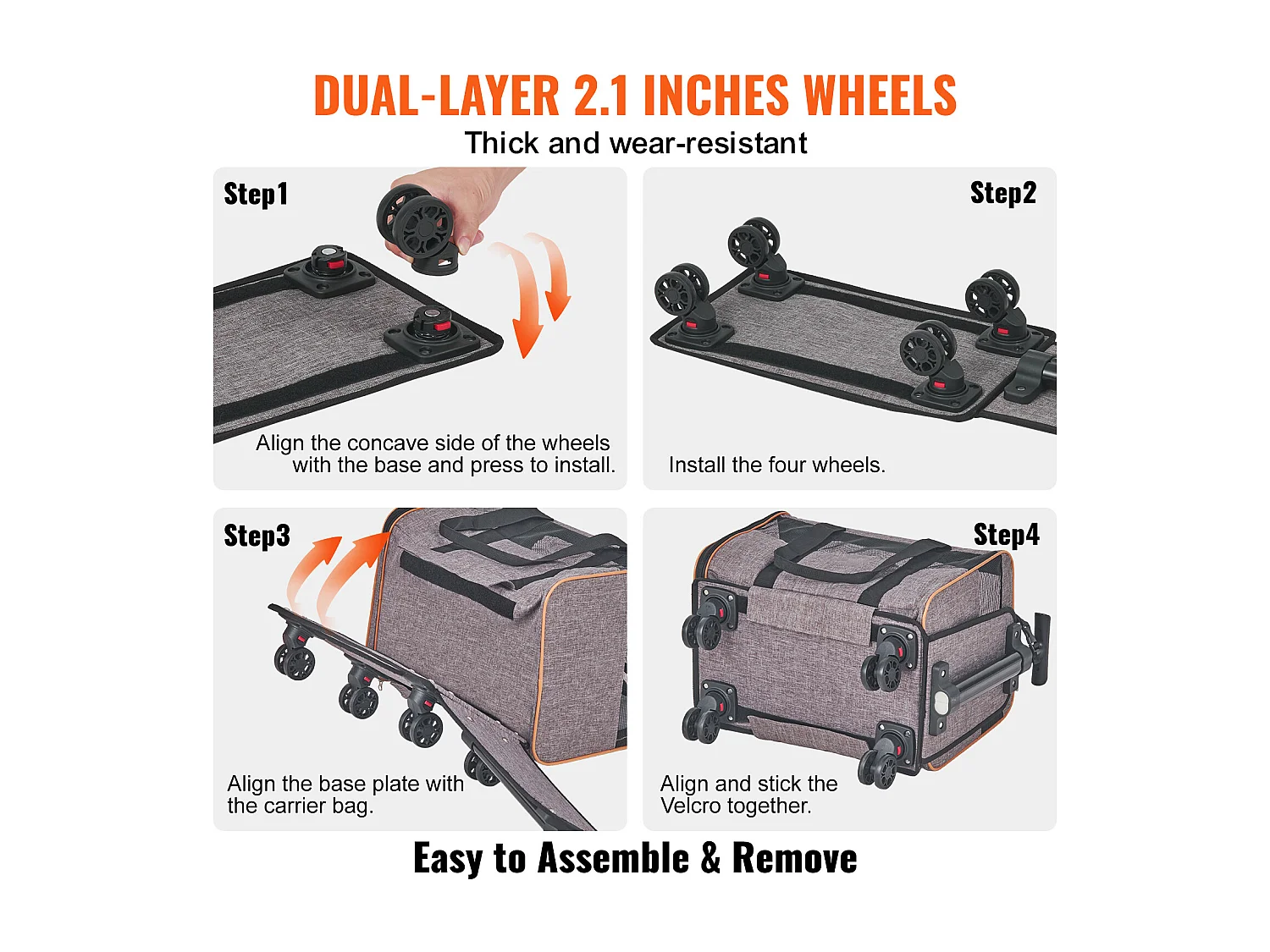 Trasportino per Gatti SucceBuy con Ruote, Approvato Dalle Compagnie Aeree, 10 KG, Grigio