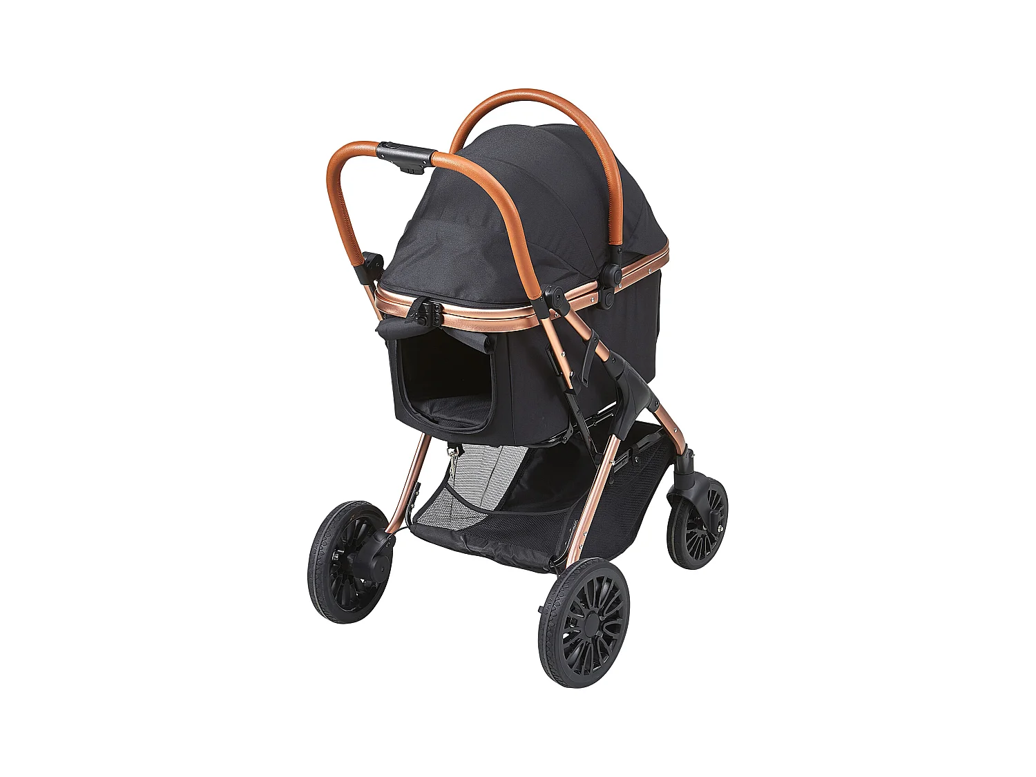 Poussette pour Chien SucceBuy, 4 Roues avec Freins, Capacité de Charge 30 kg, Tissu Oxford 800D, pour Chiens Petite/Moyenne Taille, Noir